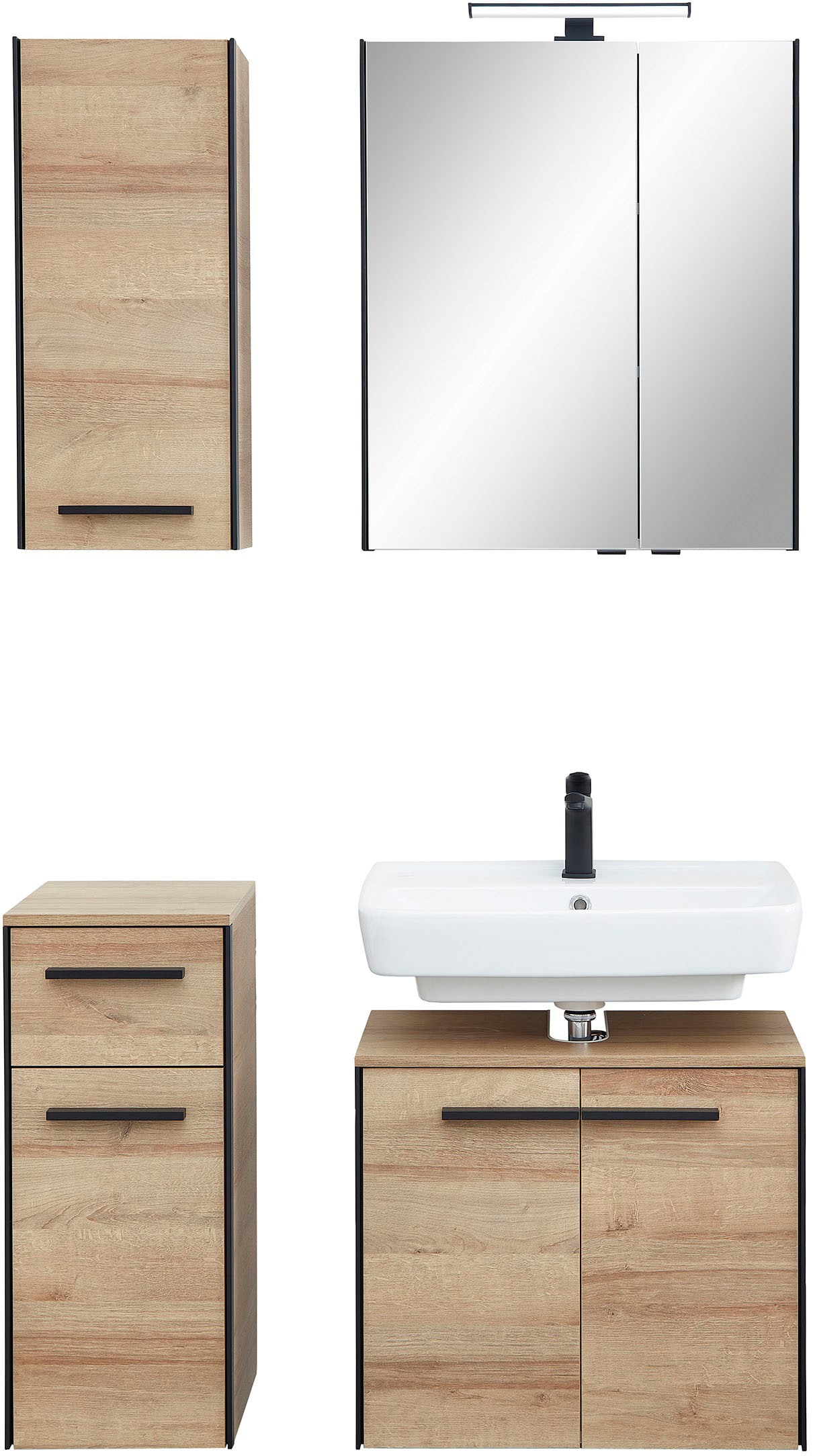 Saphir Badmöbel-Set »Quickset 395 4-teilig, Waschbeckenunterschrank mit LED günstig online kaufen