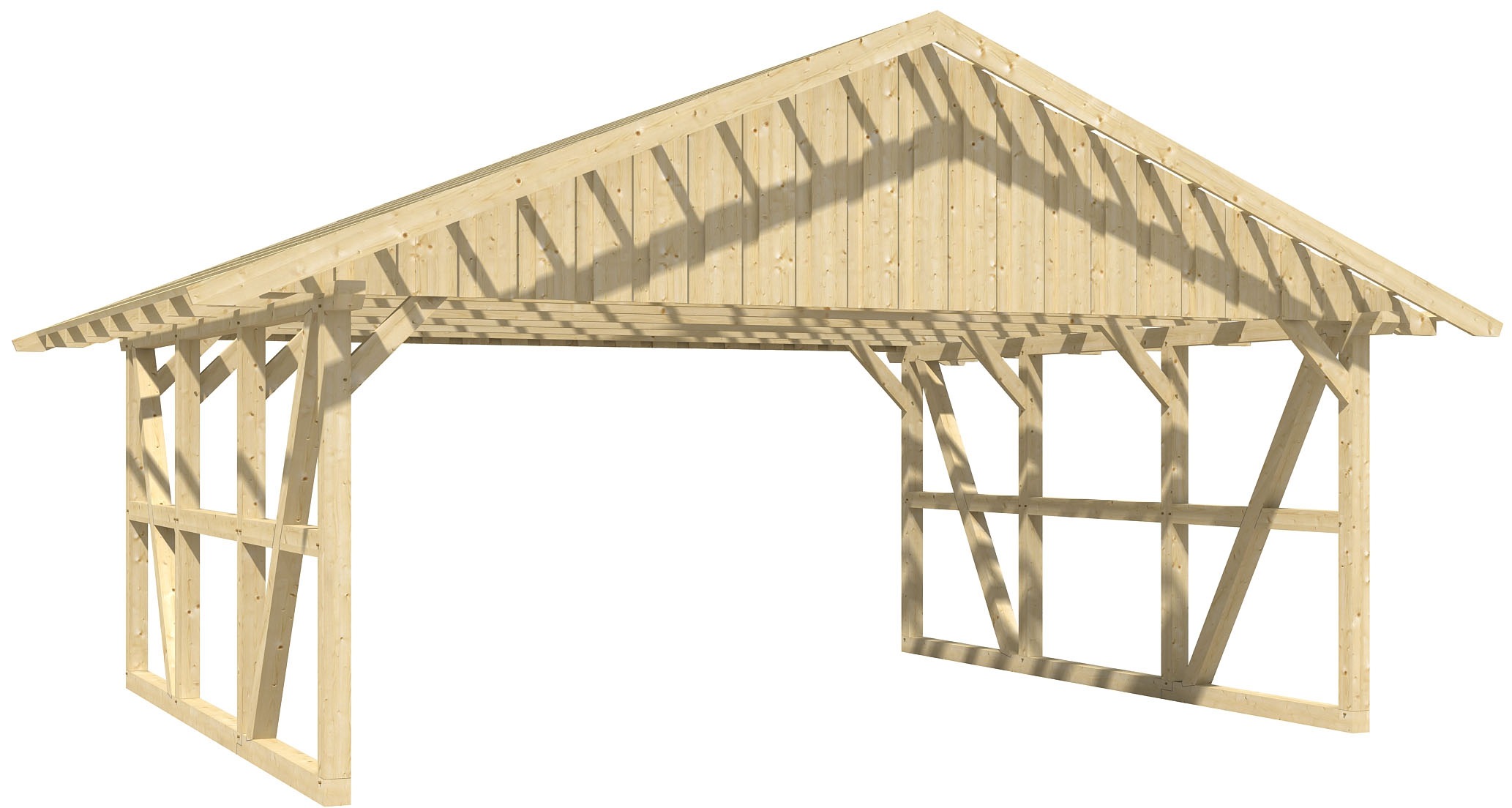 Skanholz Doppelcarport »Schwarzwald« Massivholz 560 cm Natur 684x600cm, mit Dachlattung
