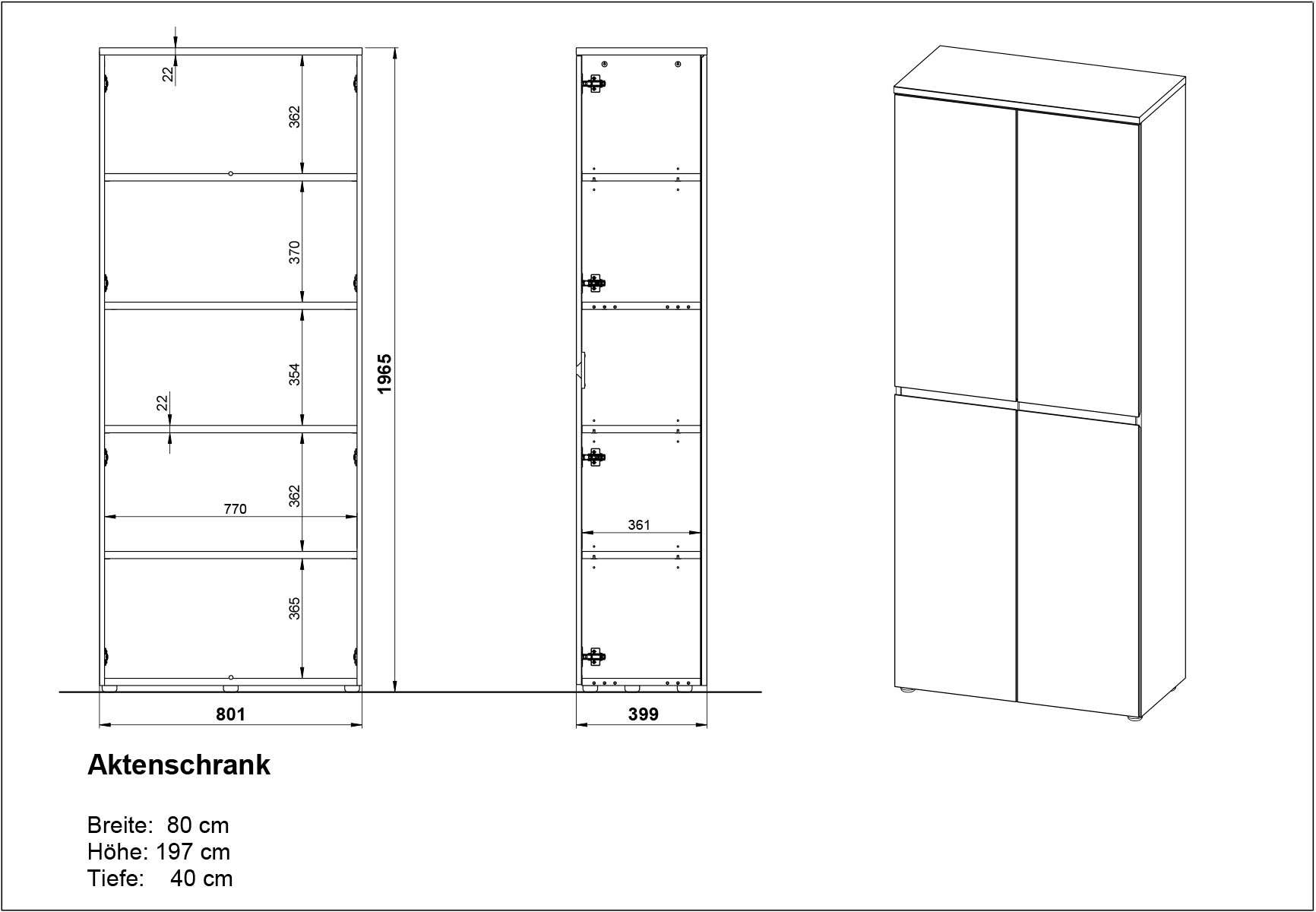 GERMANIA Aktenschrank »GW-Lissabon Aktenschrank«, mit verstellbaren Einlegeböden und grifflosem Design
