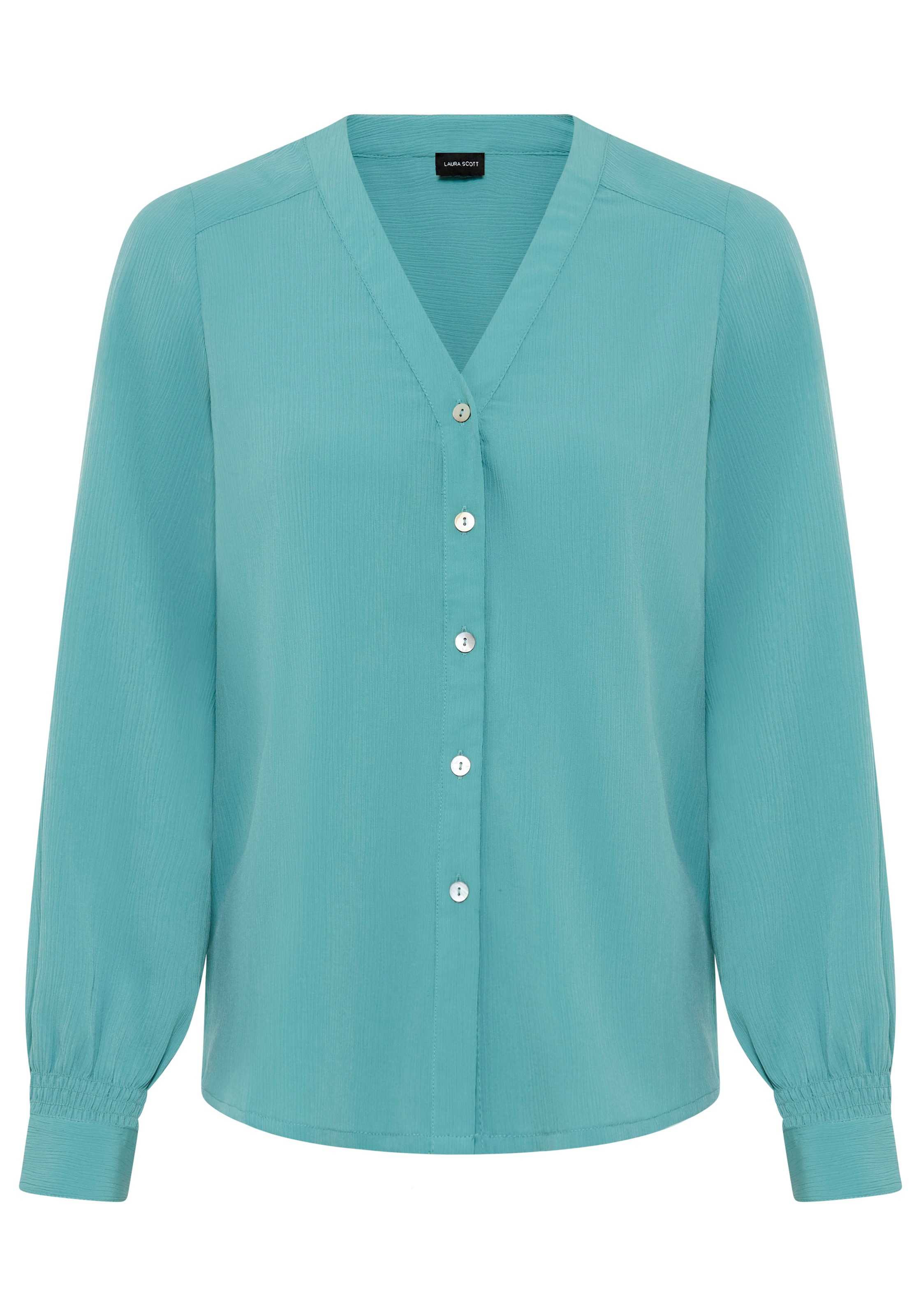 Laura Scott Langarmbluse mit V-Ausschnitt, figurumspielende Passform, hüftbedeckende Länge