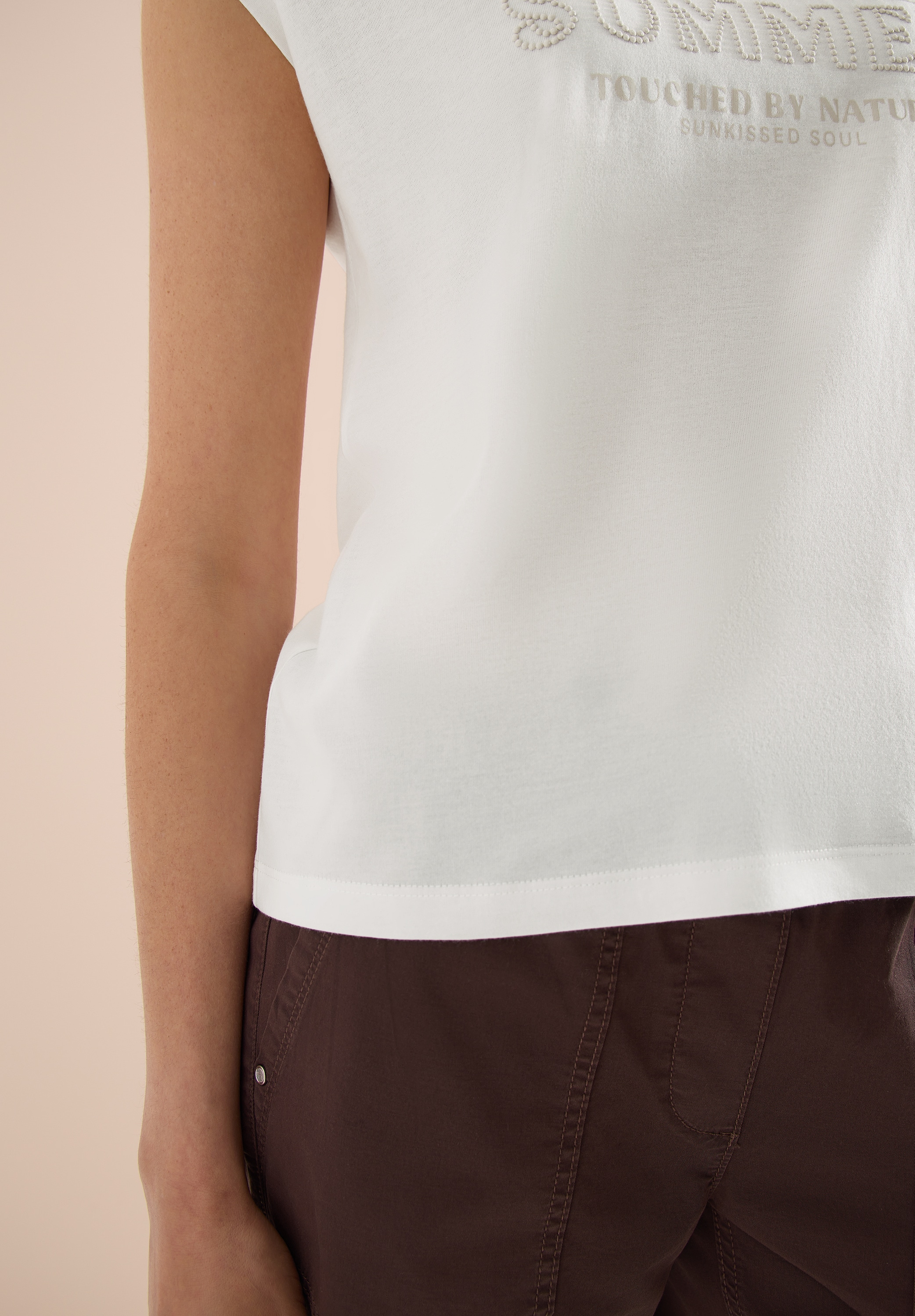 Cecil Kurzarmshirt Sommershirt mit Rundhals und Wording Artwork