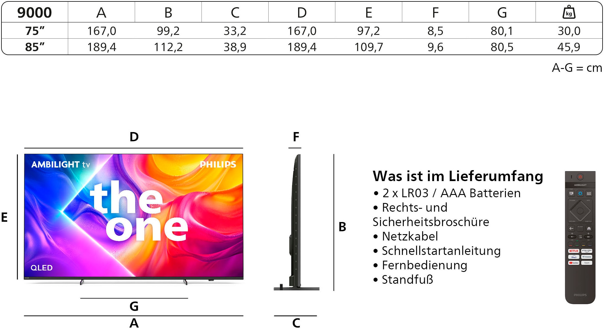 Philips QLED-Fernseher »85PUS9000/12«, 4K Ultra HD, Smart-TV