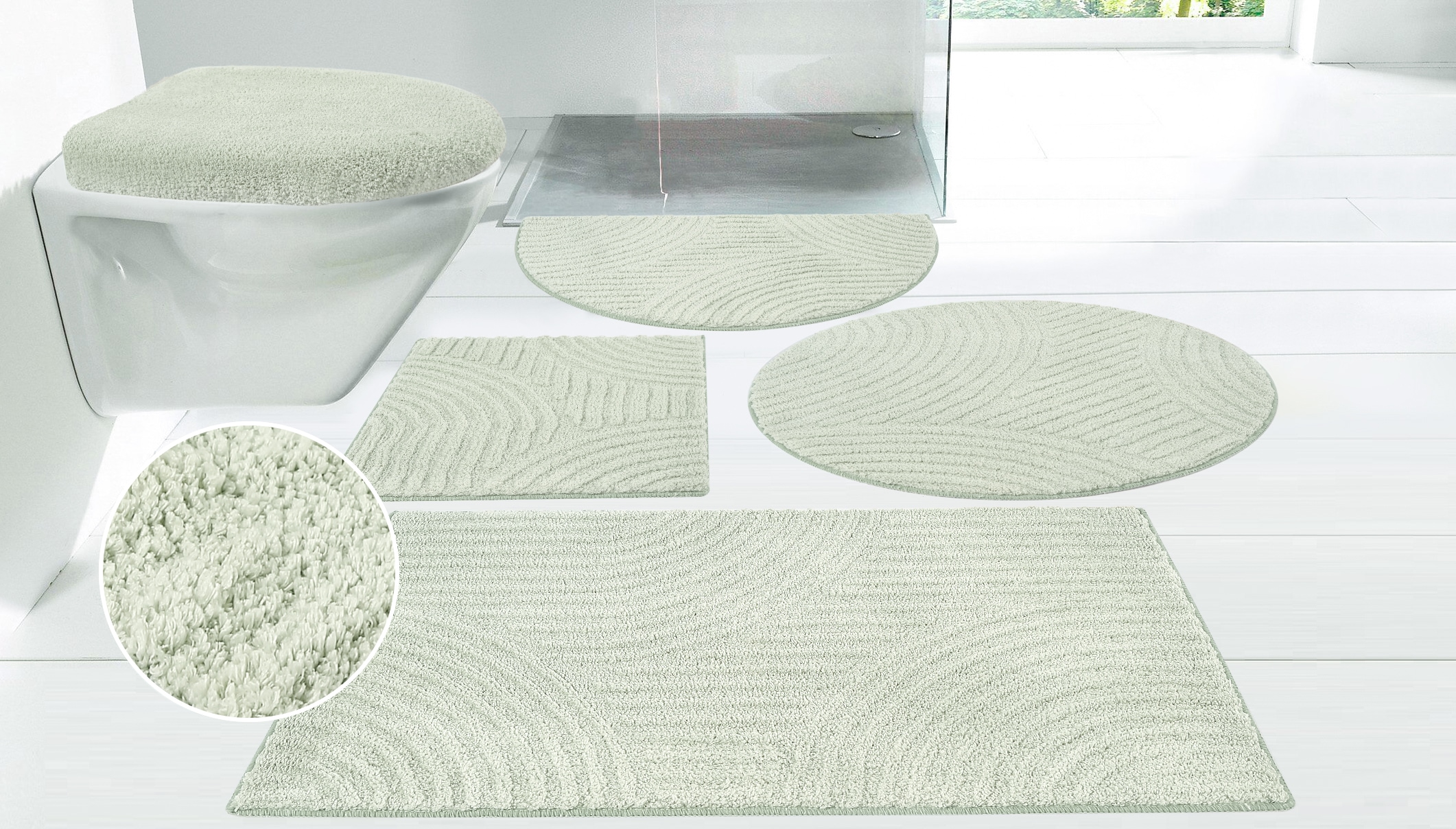 MY HOME Badematte »Ognon, Scandi, Boho, modernes Muster« Höhe 15 mm rutschhemmend beschichtet fußbodenheizungsgeeignet schnell trocknend...