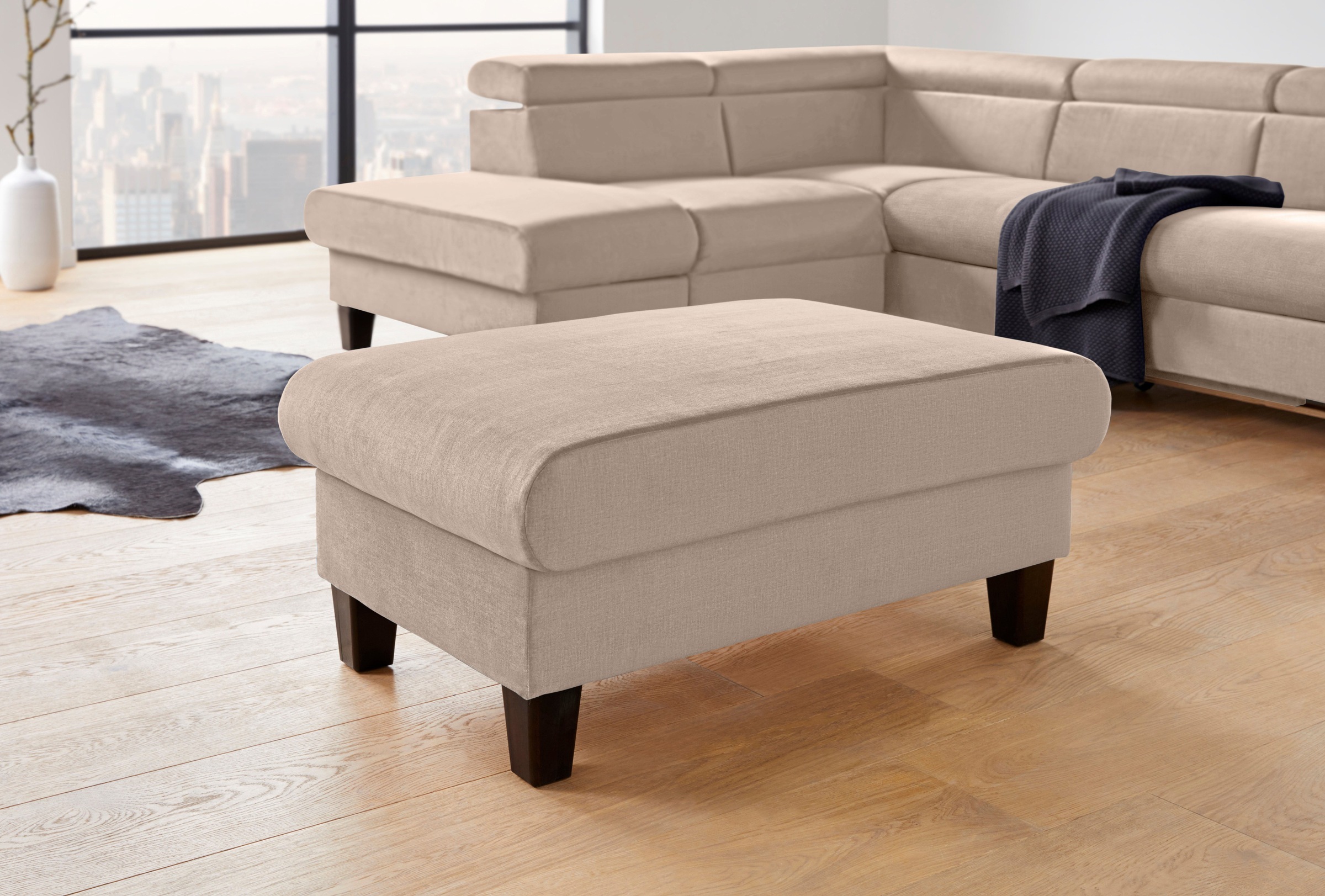 COTTA Polstergarnitur »Morven L-Form«, (Set), Set bestehend aus: Ecksofa mit Kopfteilverstellung & Hocker
