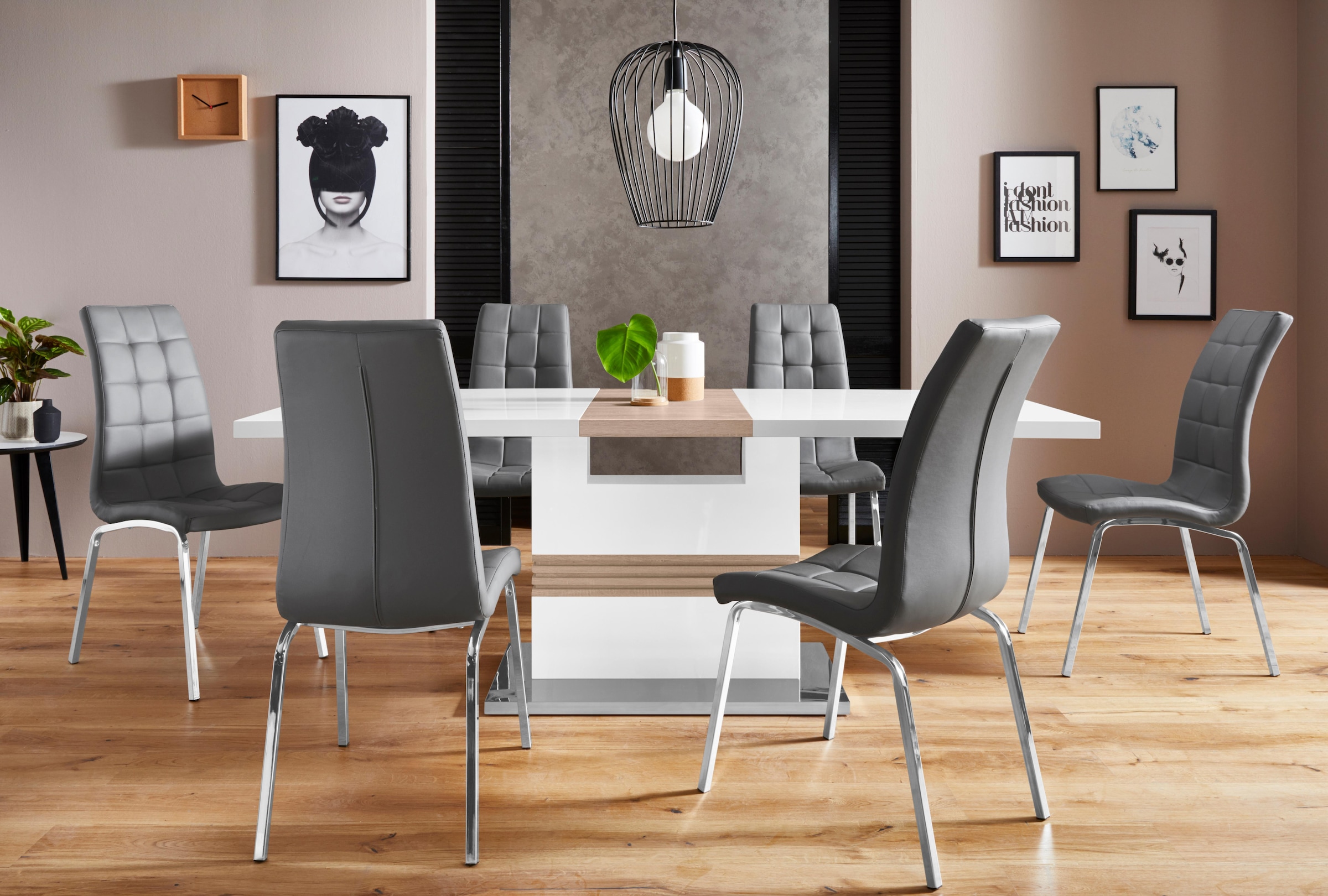 INOSIGN Essgruppe »Perez/Lila« Set, 5 Stk. tlg. mit 4 Stühlen, Tisch auszie günstig online kaufen