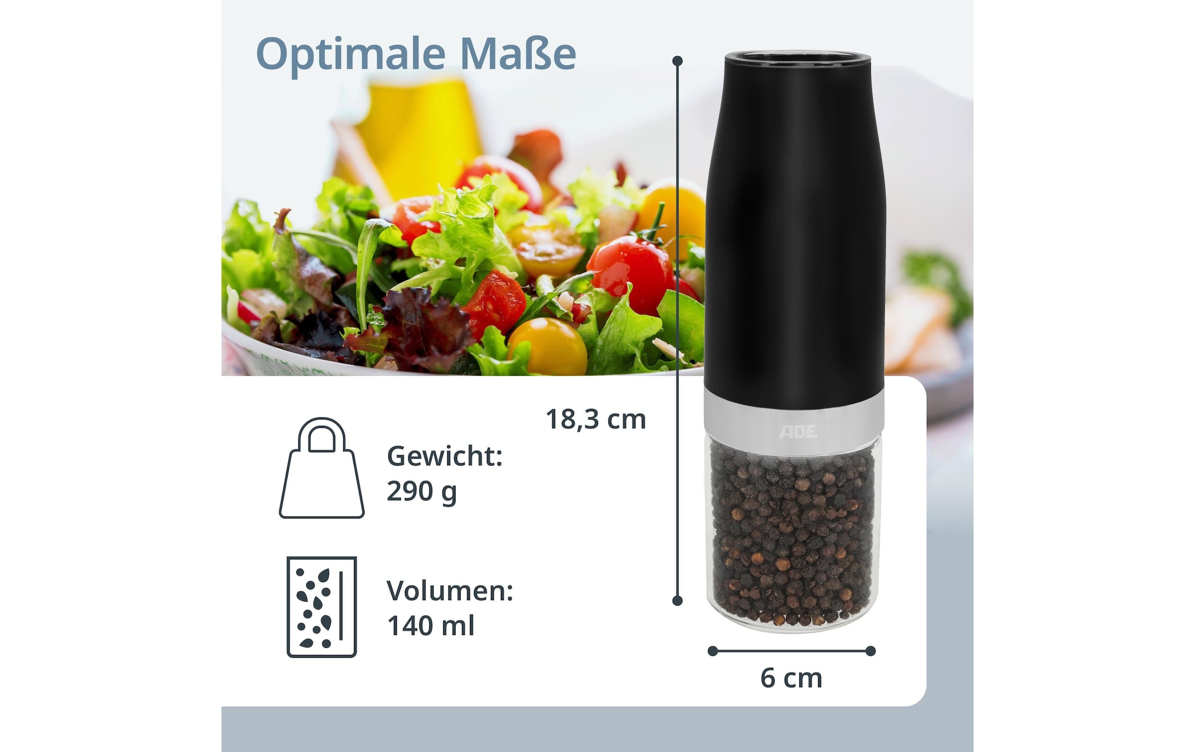 ADE Salz-/Pfeffermühle »18,3 cm«