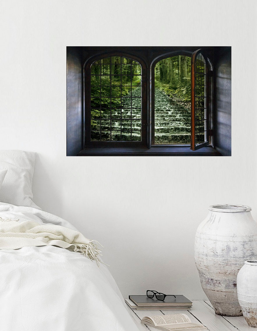 queence Wandsticker »Wald« Wandsticker, Wandbild, selbstklebend, 3D, Fenster