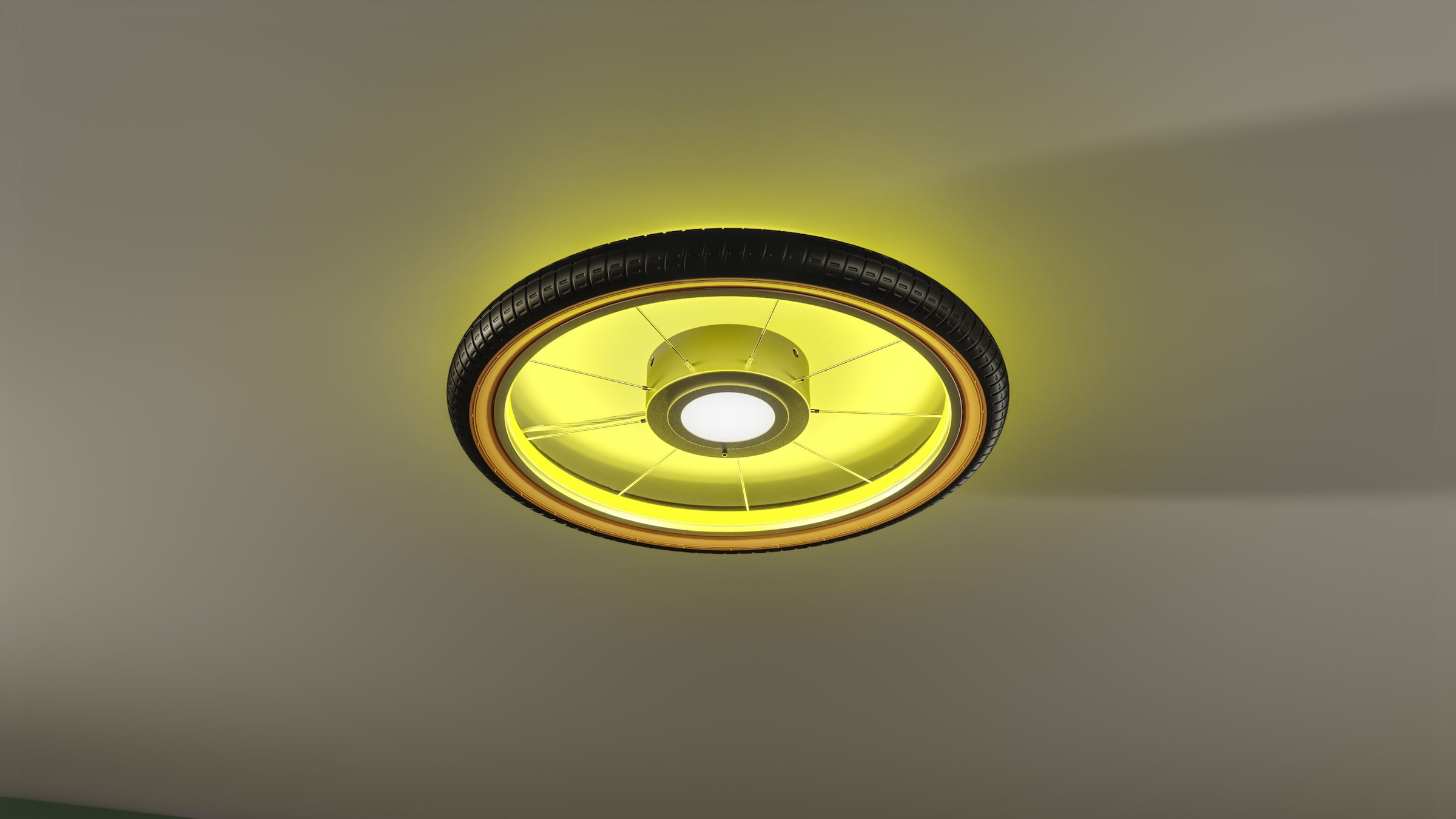 my home Deckenleuchte »Bela, Wheel, Reifen, Deckenlampe im Reifendesígn«, Leuchtmittel LED-Modul | LED wechselbar, Ø 51cm, Hauptlicht und indirekte Beleuchtung getrennt schaltbar