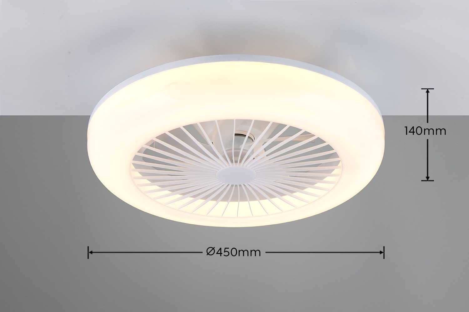 REALITY Leuchten LED Deckenleuchte »MORA mit Ventilator, Deckenventilator mit Licht inkl Fernbedienung«, 1 flammig, Leuchtmittel LED-Board | LED fest integriert, 3 Geschwindigkeiten Timer Vor- & Rücklauf LED dimmbar CCT Nachtlicht