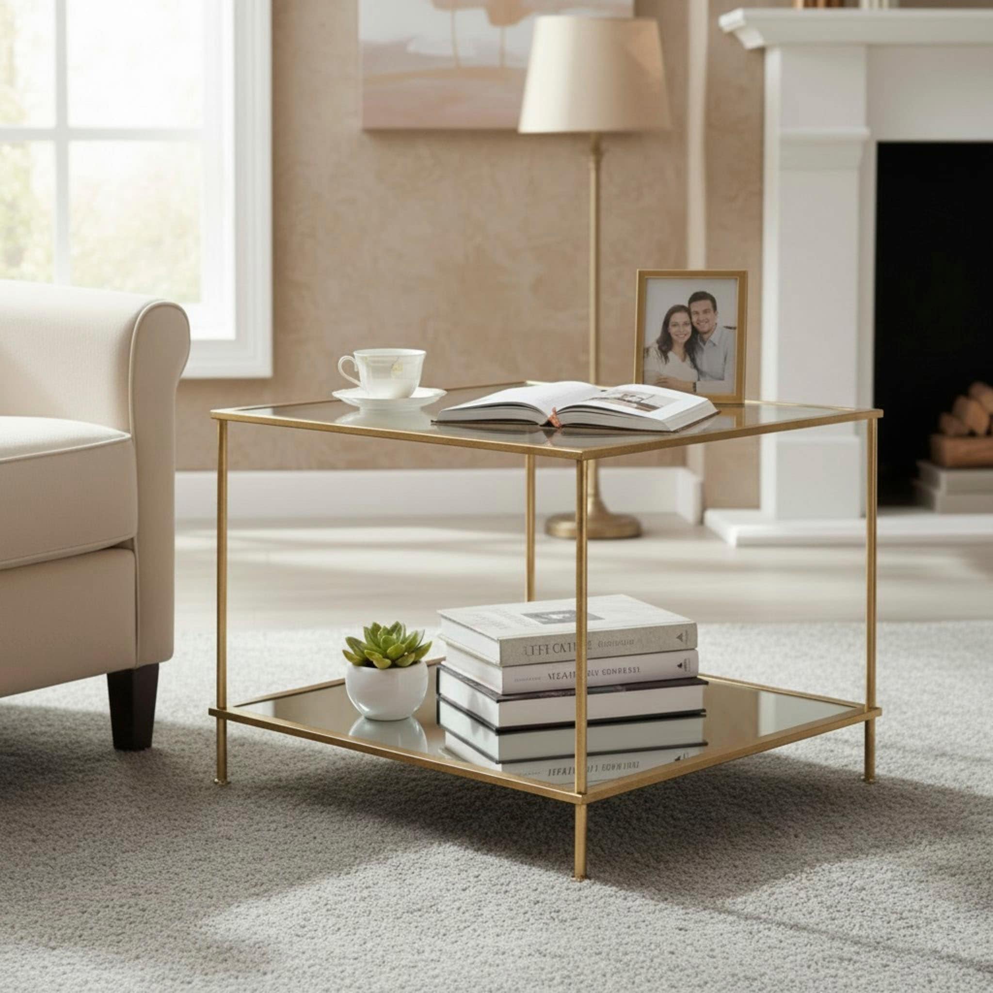 HAKU Beistelltisch »Sofatisch, Wohnzimmertisch« 1 Stk. tlg. quadratisch - aus Metall Gold B/T/H 60/60/45 cm