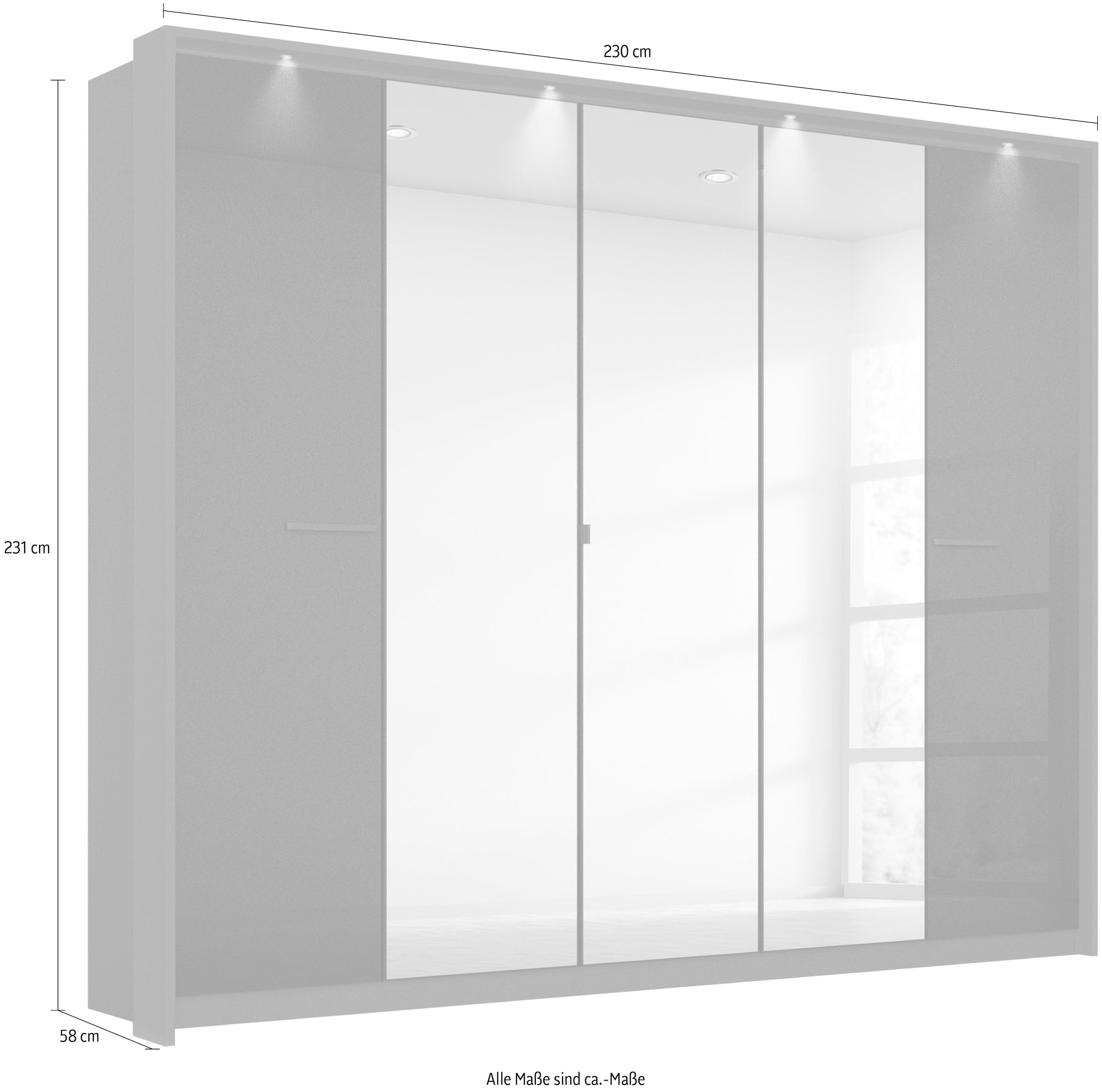 rauch Drehtürenschrank »Oteli«, mit Mittelspiegel und Passepartout optional mit Beleuchtung