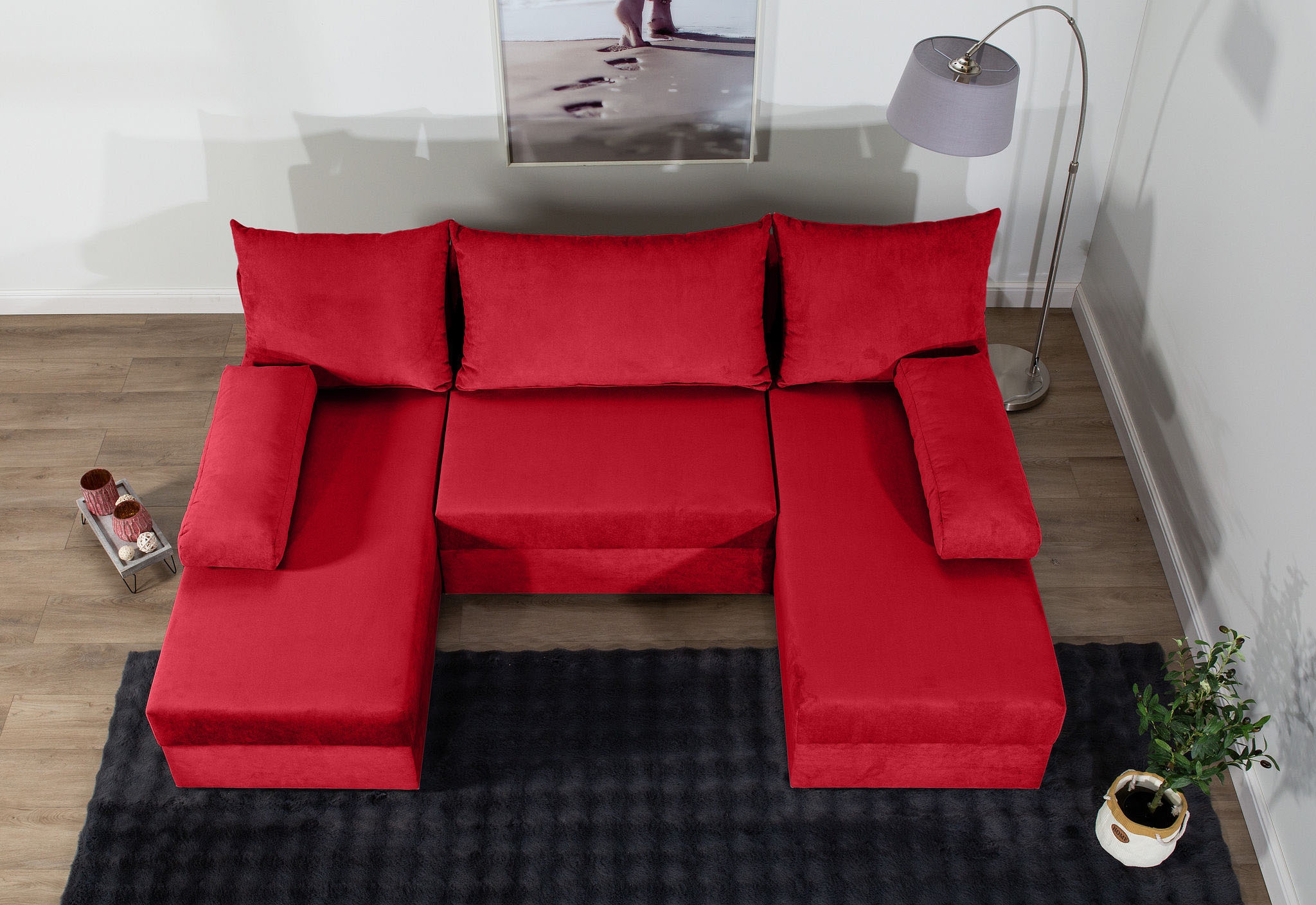 COLLECTION AB Wohnlandschaft »Pico U-Form, Breite 220, mit Schlaffunktion, Bettkasten & Zierkissen«, Liegefläche 117x220 cm