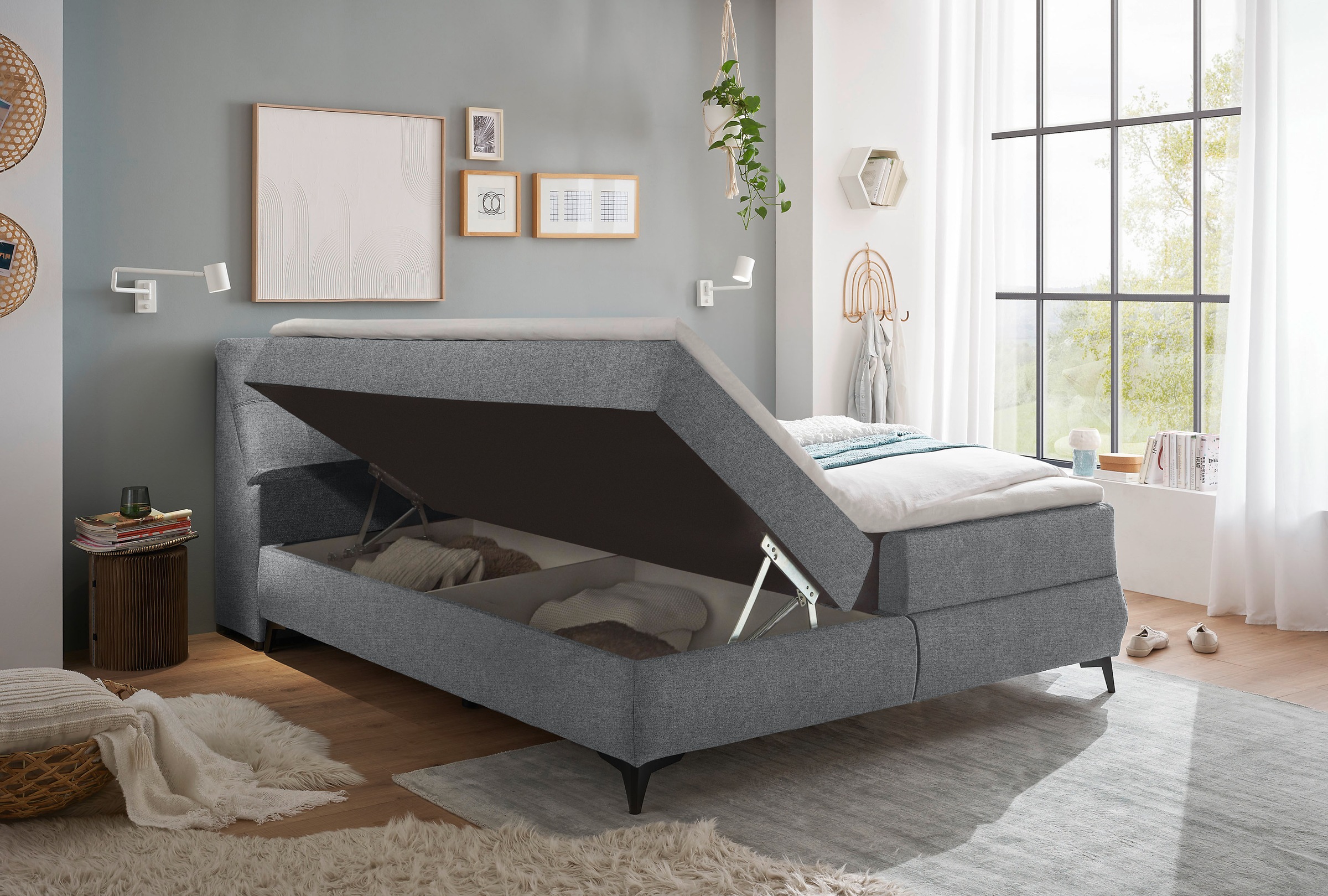 ED EXCITING DESIGN Boxbett »Atlantis«, mit Bettkasten und Stauraum im Kopfteil