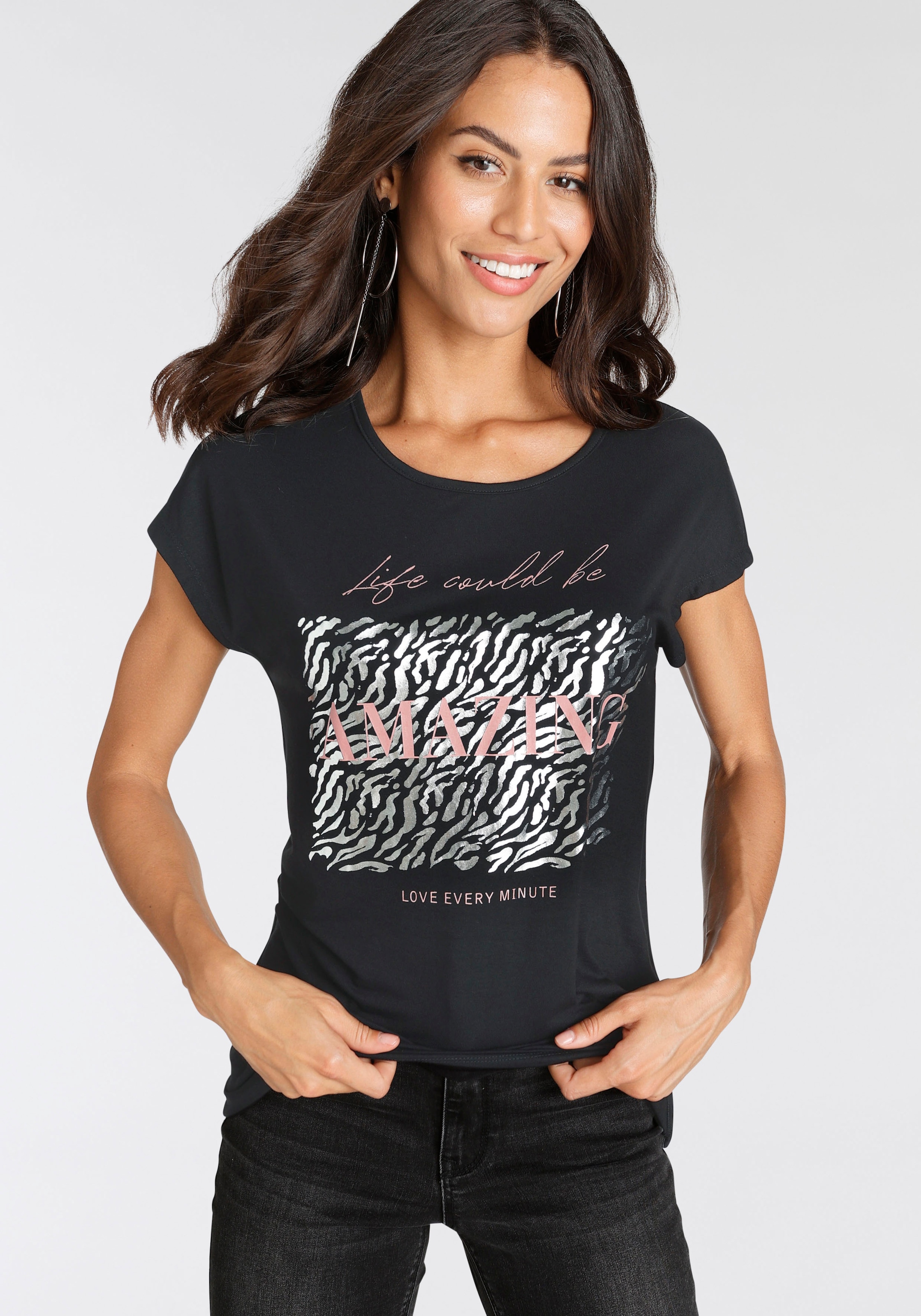 Laura Scott T-Shirt, mit modischem Folienprint online bei
