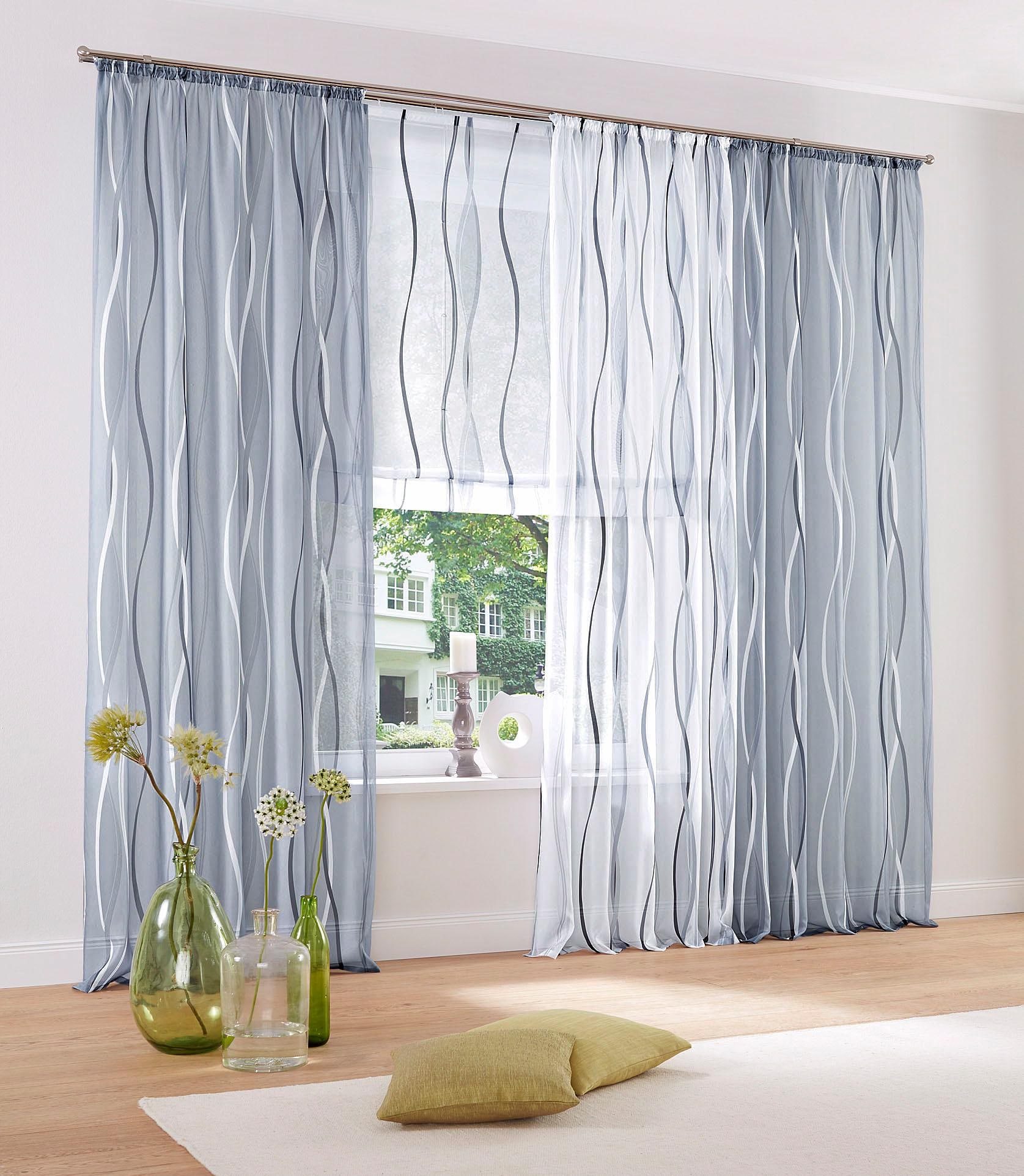 my home Gardine »Dimona«, (2 St.), 2er-Set, transparent, Voile, Polyester günstig online kaufen