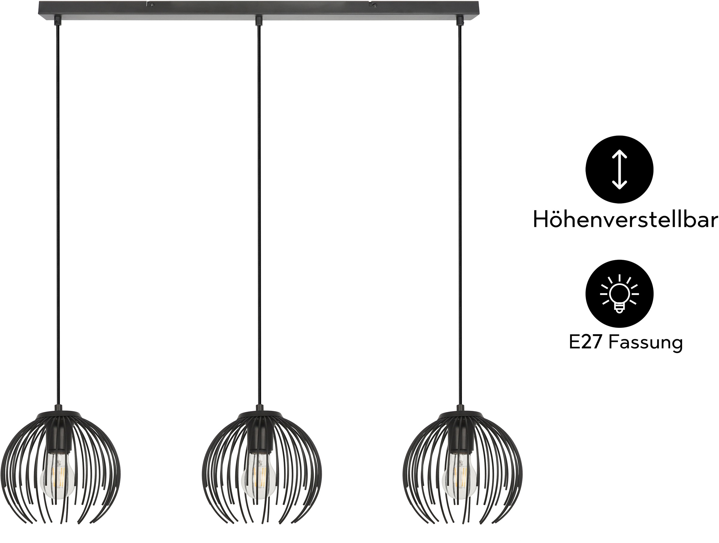 OTTO home Pendelleuchte »Tonnia - Hängelampe, höhenverstellbar, Pendellampe, Metall« E27 1 Stk. Lichteffekt durch Gitter-Optik, liefert eingeschaltet Schattenoptiken