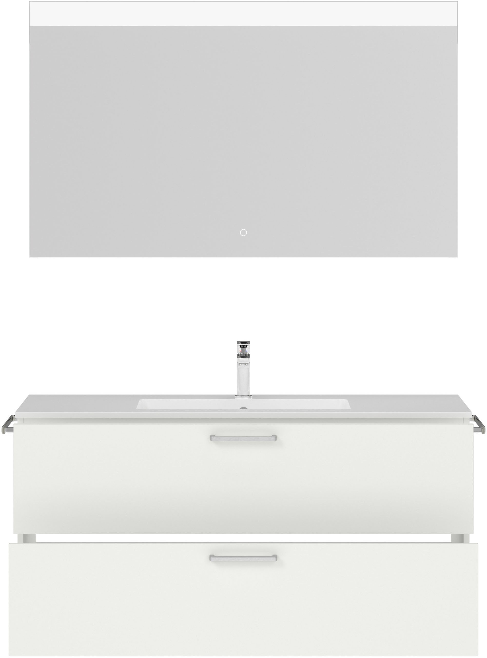 nobilia® Badmöbel-Set »Tolvina«, (2 St., vormontiert, mit Soft-Close), inkl. Spiegel mit Touch-Sensor, in vier Breiten