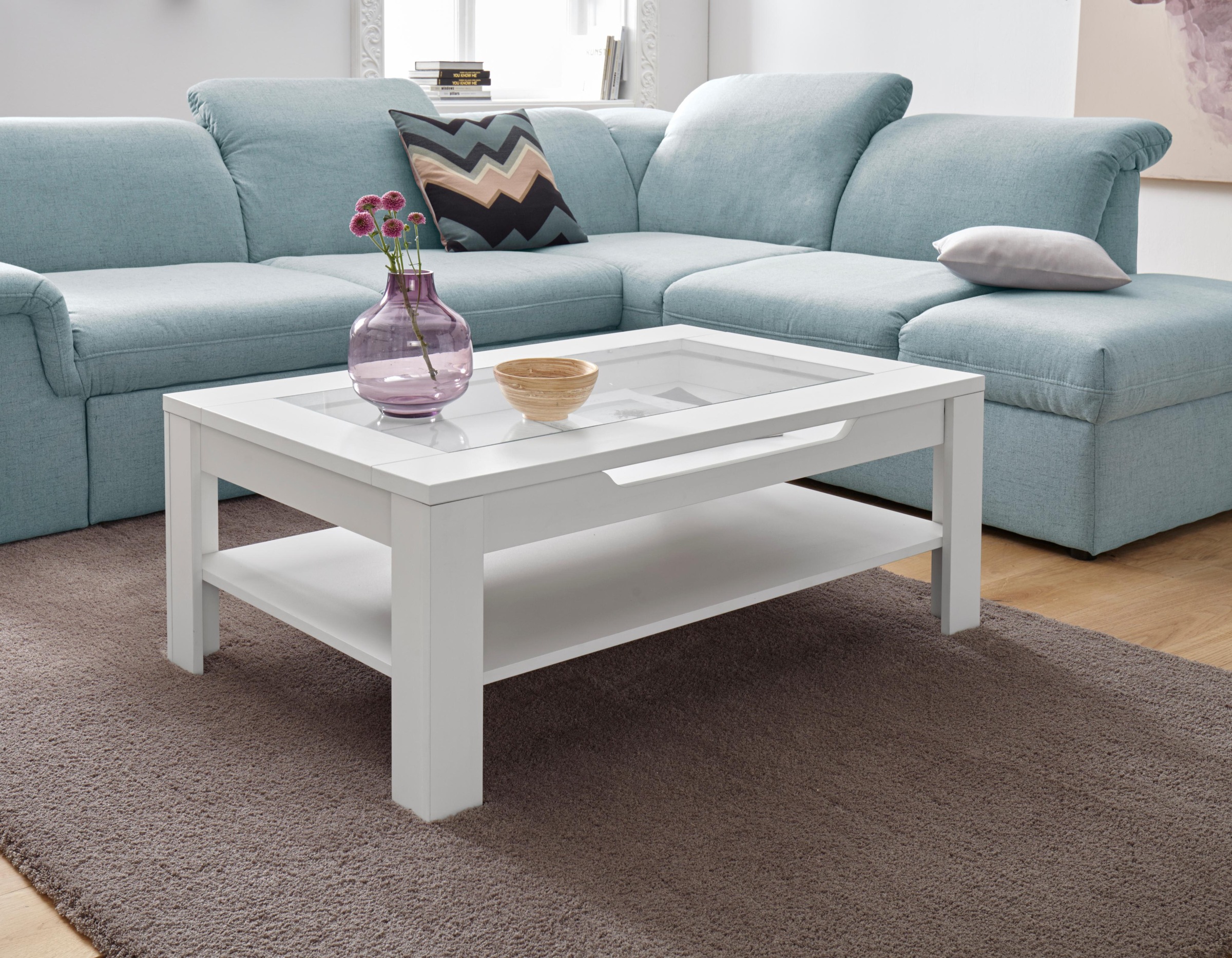 Homexperts Couchtisch, mit Glaseinsatz und Schubkasten