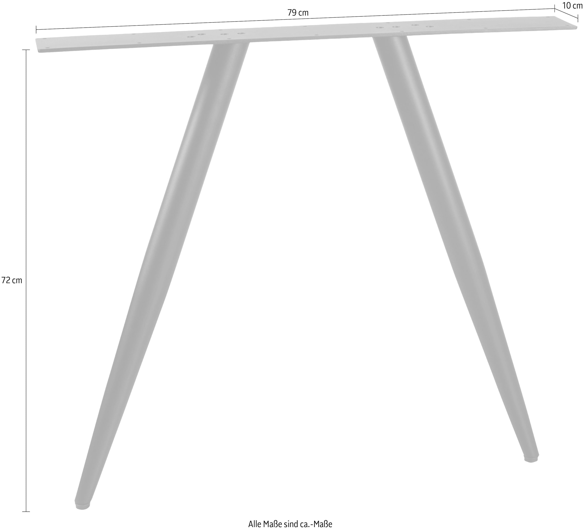 WOOOD Tischbein »Tablo Metall 2-Ständer mit Pulverbeschichtung B 79 x T 10 x H 72 cm« Rundes Gestell, Rahmen oben Ø 5 cm unten Ø 3 cm, Tragkraft 50 kg