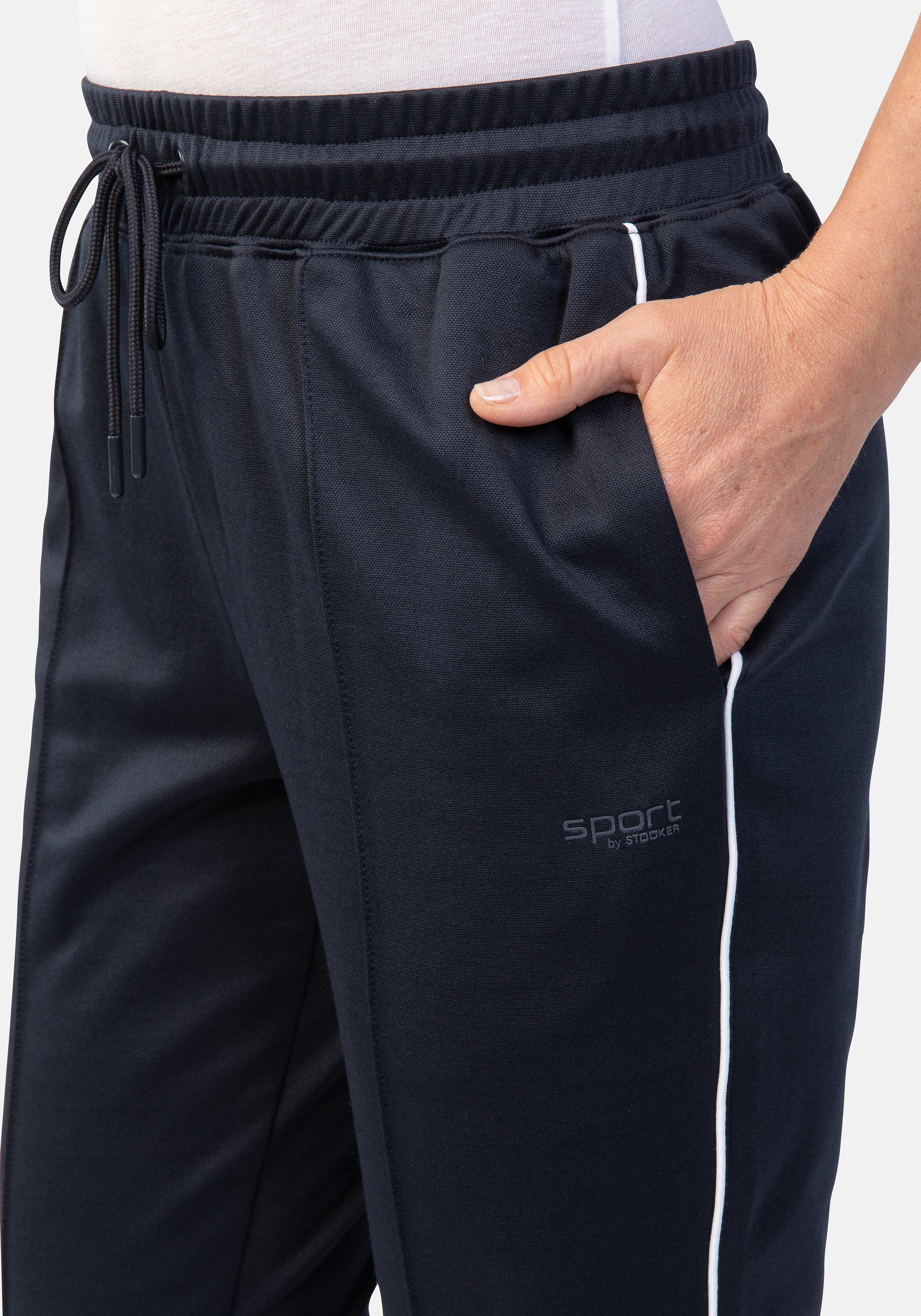 Sporthose Baumwollstretch Sporthose, Sporthose Regular Fit Sport Baumwollgemisch für Damen, Gr. 44/46, navy