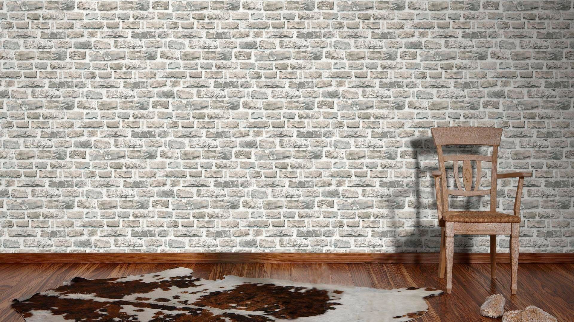 living walls Vliestapete »Neue Bude 2.0«, Steinoptik-gemustert-Motiv, Landhaus Tapete Stein Tapeten Wohnzimmer Schlafzimmer Küche Flur Optik