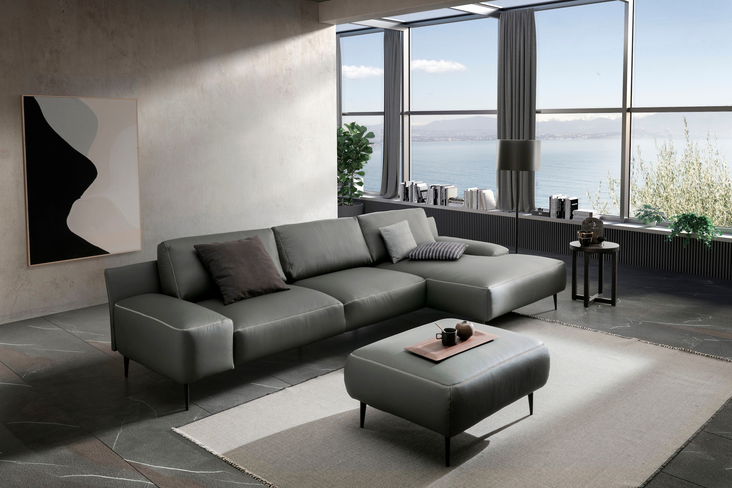 designwerk Hocker »Forma, zeitloser Desighocker mit aktuellem Fuß«, in hochwertiger Verarbeitung & tollem Sitzkomfort