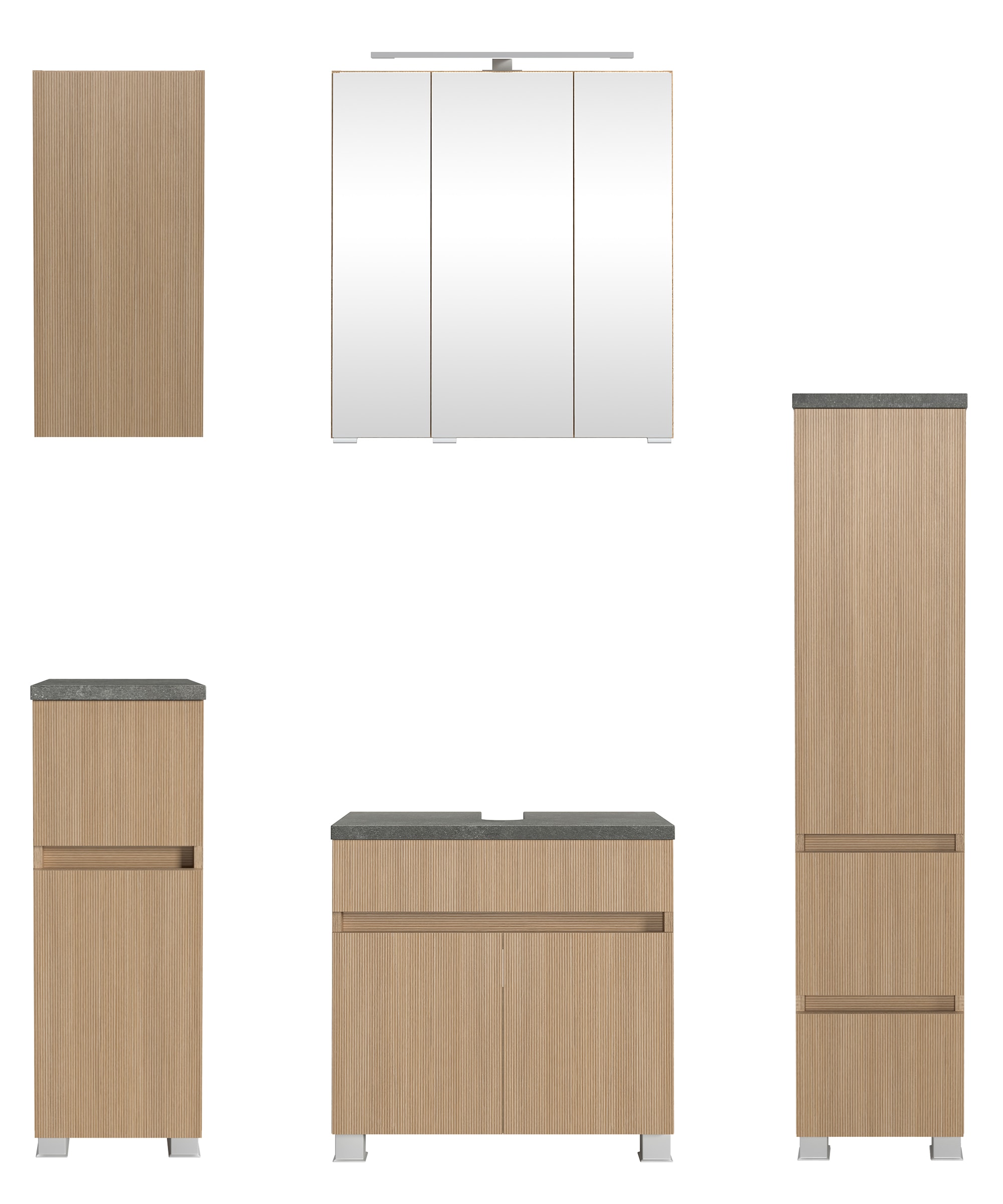 welltime Badmöbel-Set »EIXO, 5tlg.-Set: Spiegelschrank, Unterbeckenschrank günstig online kaufen