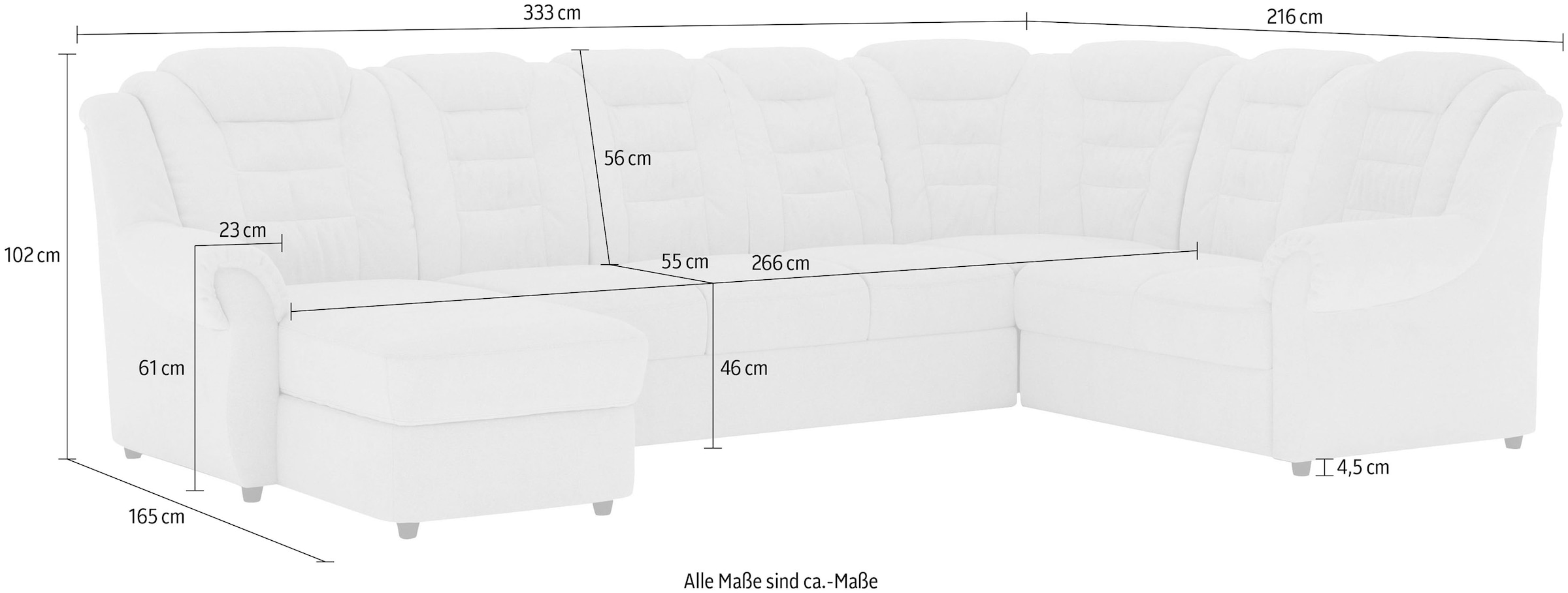 Home affaire Wohnlandschaft »Boston U-Form«, Gemütliche Wohnlandschaft mit hoher Rückenlehne in klassischem Design