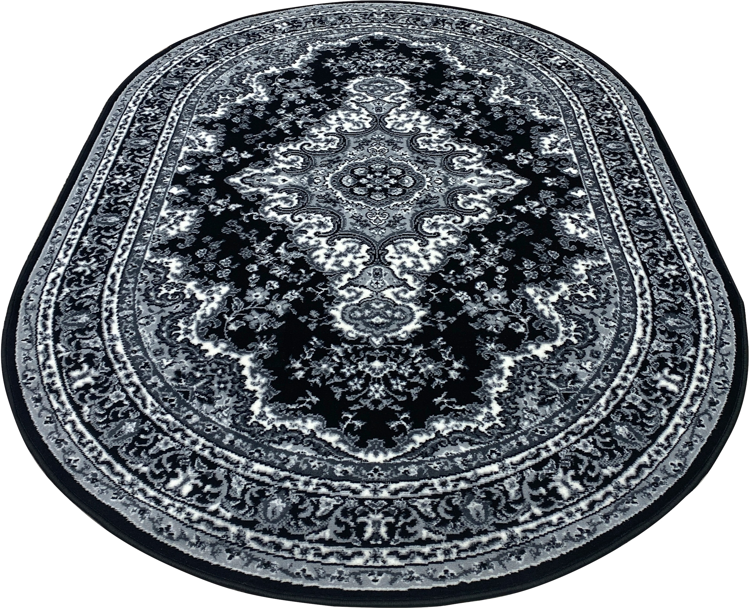 my home Teppich »Oriental, Made in Belgium«, oval, 7 mm Höhe, Orient-Optik, mit Bordüre, Kurzflor, pflegeleicht, elegant