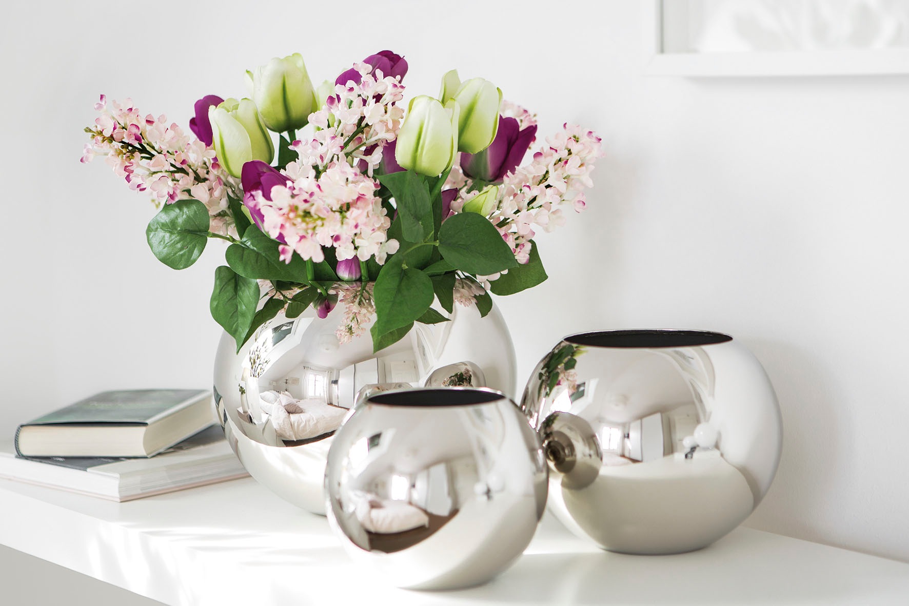 Fink Dekovase »MOON« Kugelvase, Tischvase aus Metall, vernickelt günstig online kaufen