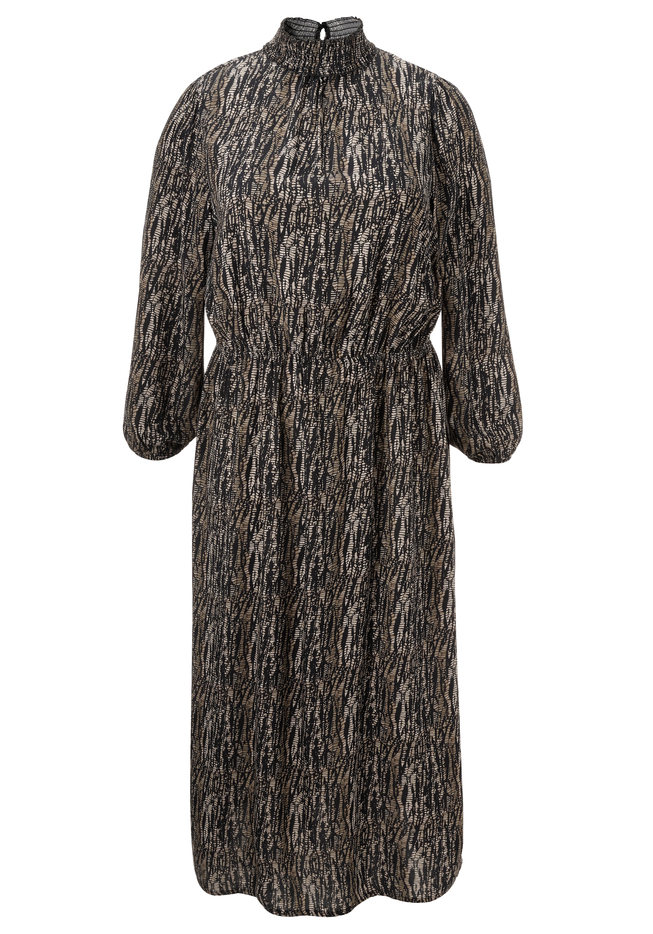 Aniston PLUS Druckkleid, mit gesmoktem Stehtkragen - NEUE KOLLEKTION