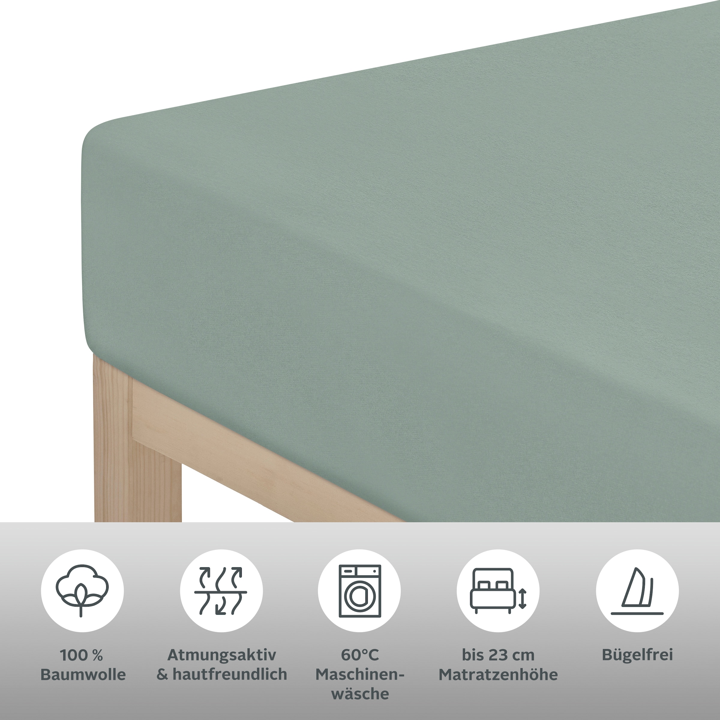 andas Spannbettlaken »Greta, Bettlaken, Edel Jersey, Premium Qualität in 150 g/m², hohe Fadendichte, mit Gummizug, 100% hautfreundliche Baumwolle, nachhaltig, unterstützt die Initiative Cotton made in Africa, bügelfrei, trocknergeeignet, (1 St.)