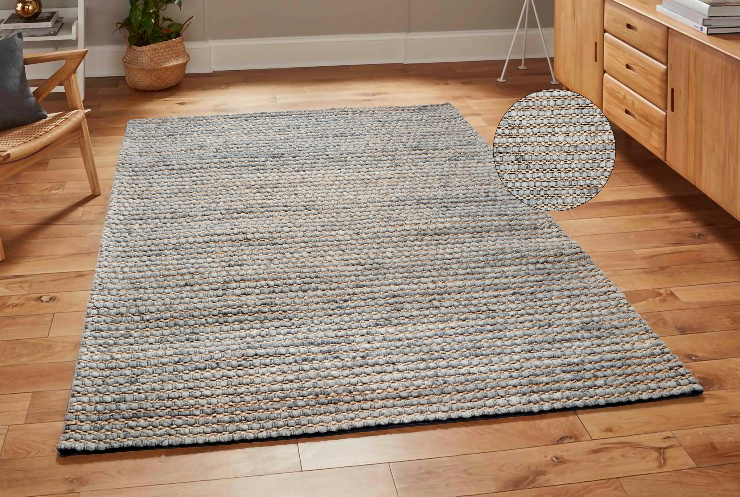 my home Wollteppich »Leevy, Wolle und Jute- handgewebt«, rechteckig, 25 mm günstig online kaufen