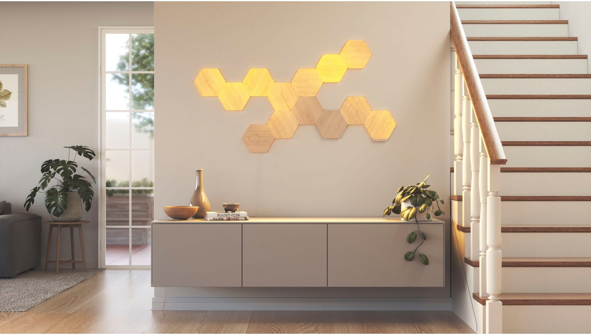 nanoleaf Dekolicht »Elements Wood Look«, Smarte Technologie und elegante Beleuchtung
