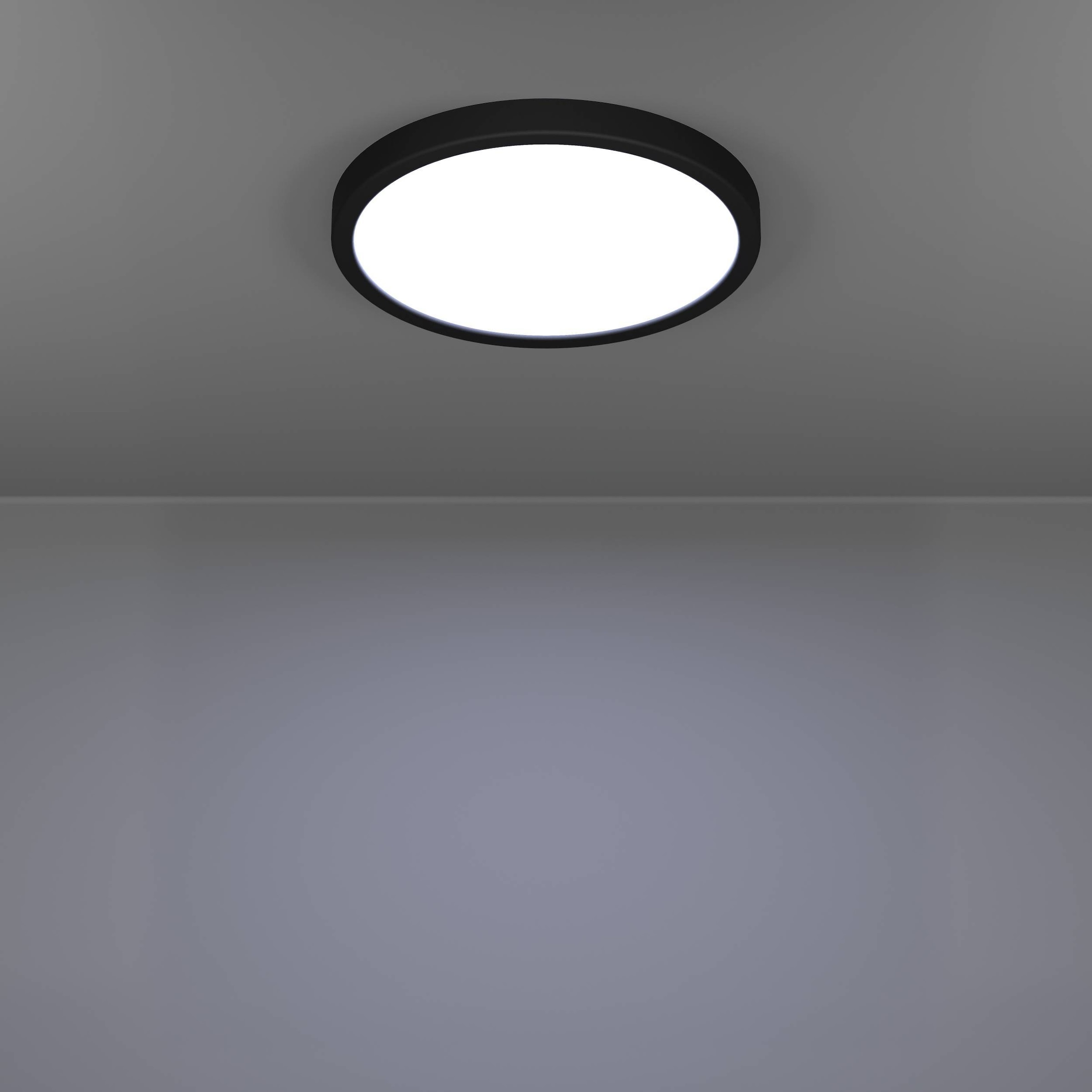 EGLO Aufbauleuchte »Fueva 6-Z Deckenlampe, ZigBee, App und Sprachsteuerung, Badlampe, IP44« LED-Modul 1 Stk. Kaltweiß | RGB Aufbauleuchte - H2,5 x Ø27,8 cm - schwarz - 14,3W inkl.