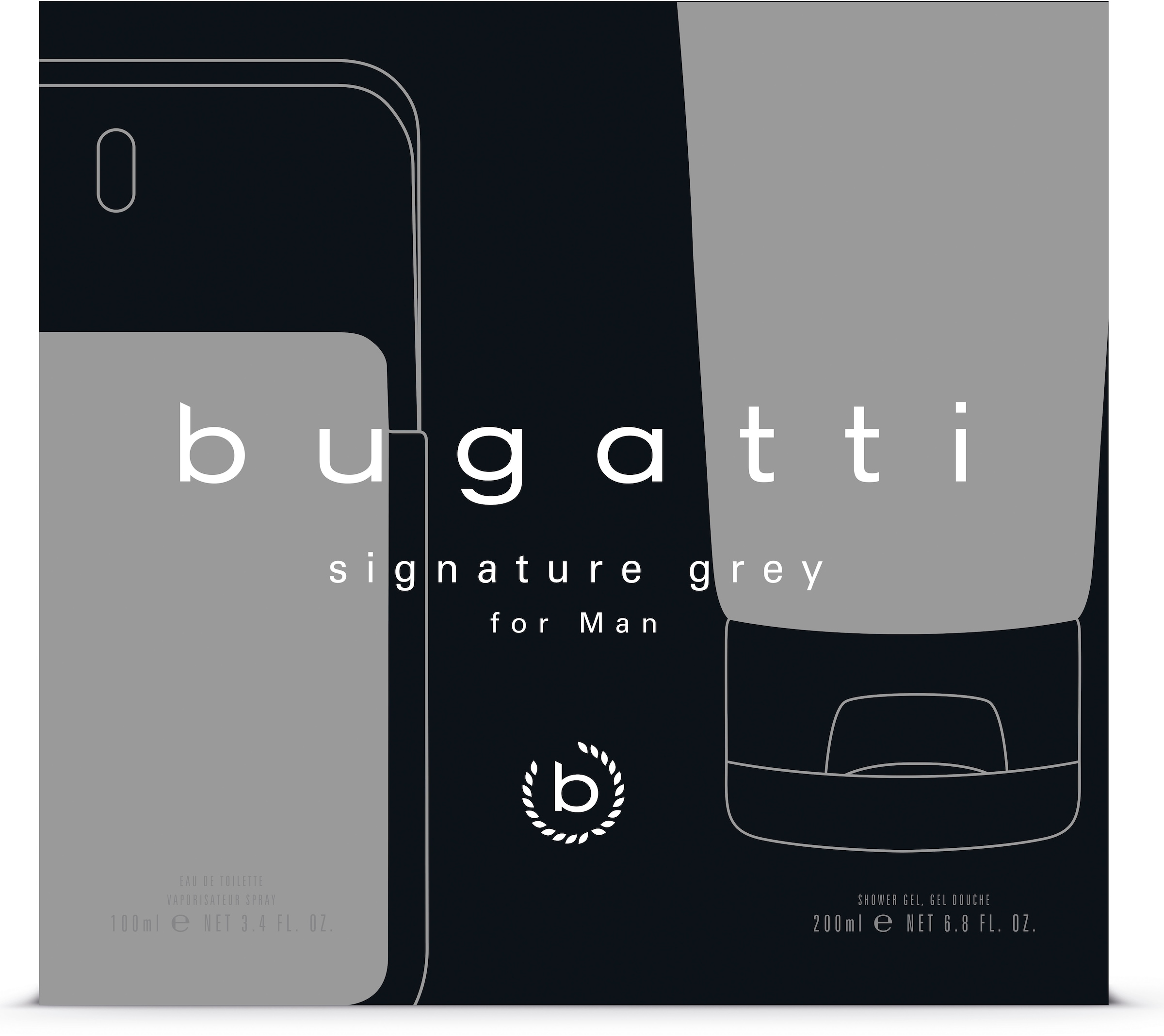 bugatti Eau de Toilette »bugatti signature man grey GP 100ml EDT + 200 ml SG«, (2 tlg.)