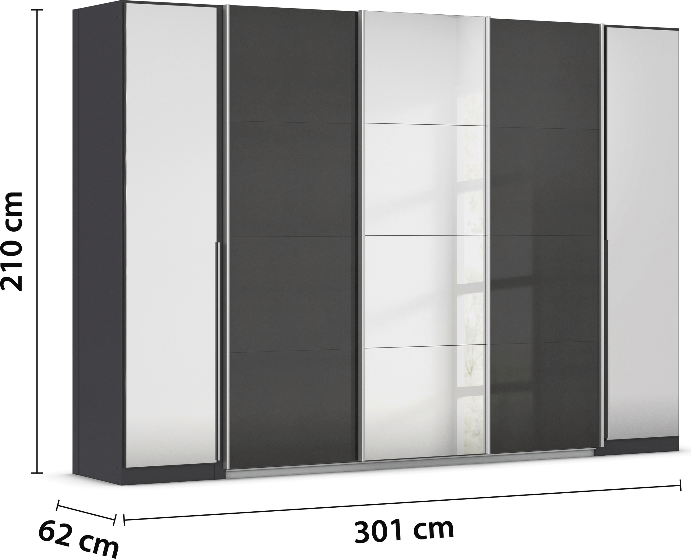 rauch Schwebetürenschrank »Agordo«, (im angesagten Mix aus Dreh- und Schwebetüren), optional mit Spiegel und zwei Griff-Farben MADE IN GERMANY