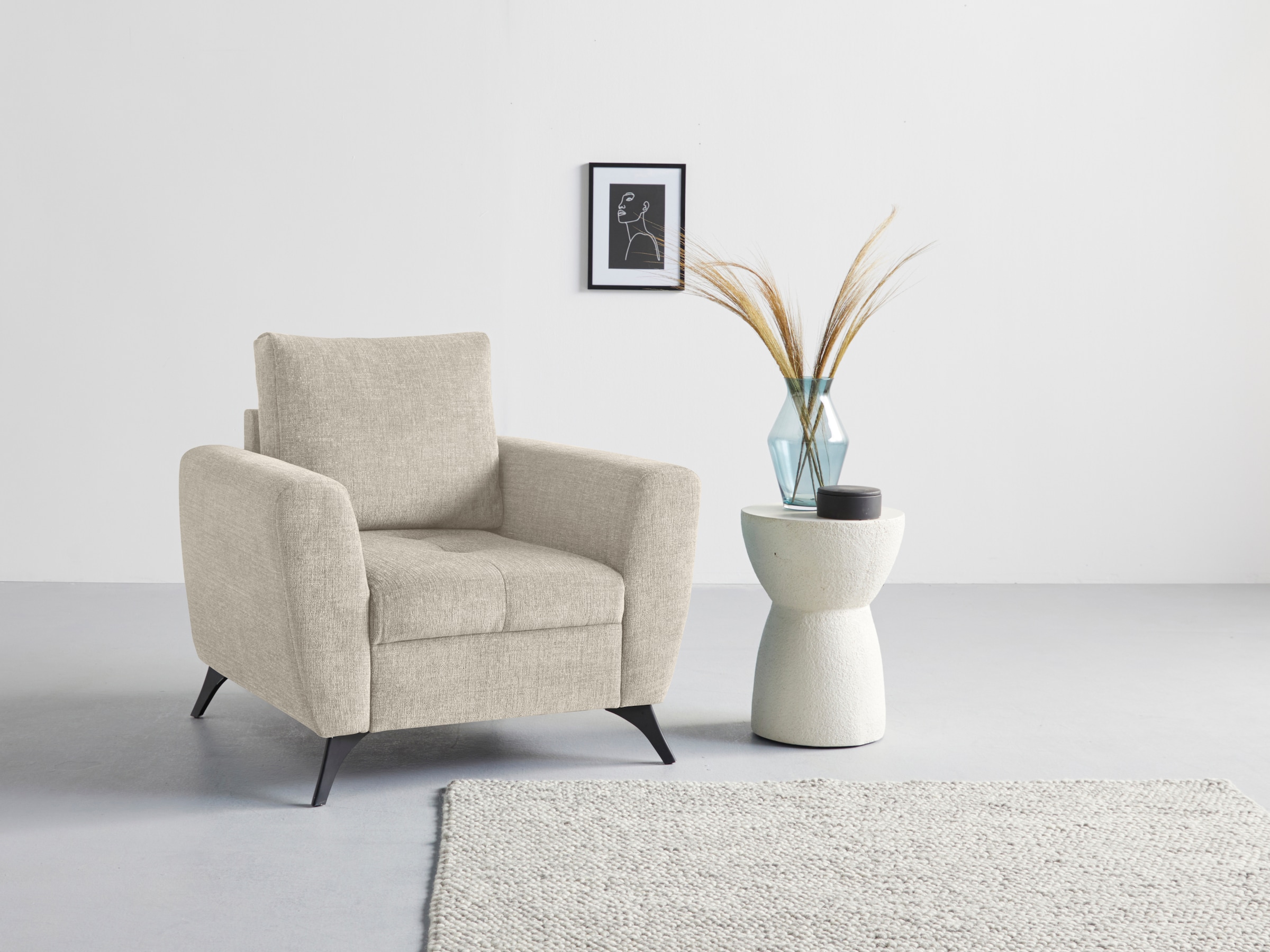 INOSIGN Sessel »Lörby«, lose im feine Kissen Sitzbereich, clean-Bezug, mit Aqua auch Steppung Raten kaufen auf