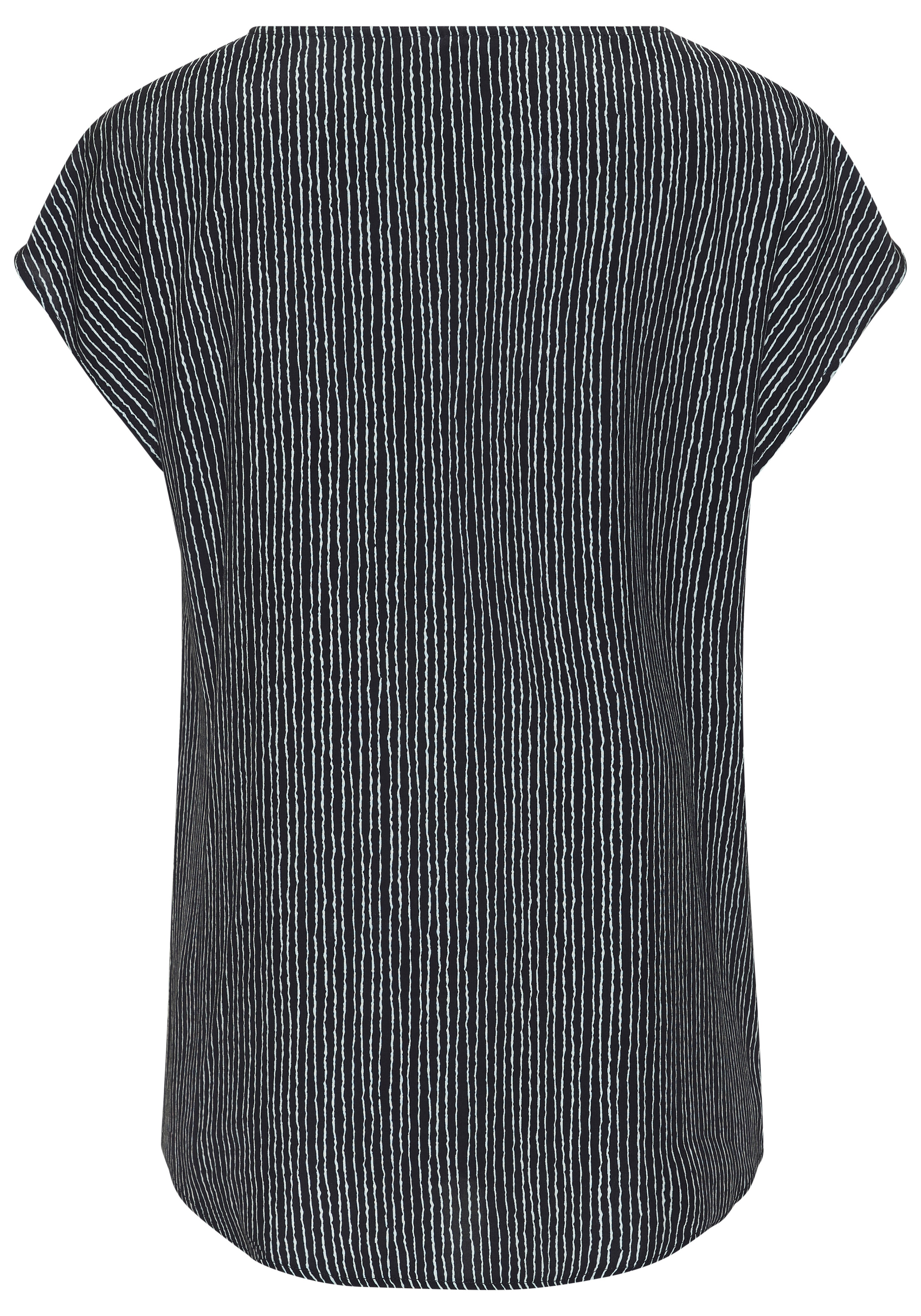 Vivance Kurzarmbluse »mit Zierdetail am Ausschnitt« Druckbluse aus leichter Webware, Streifenbluse, lockeres Blusenshirt