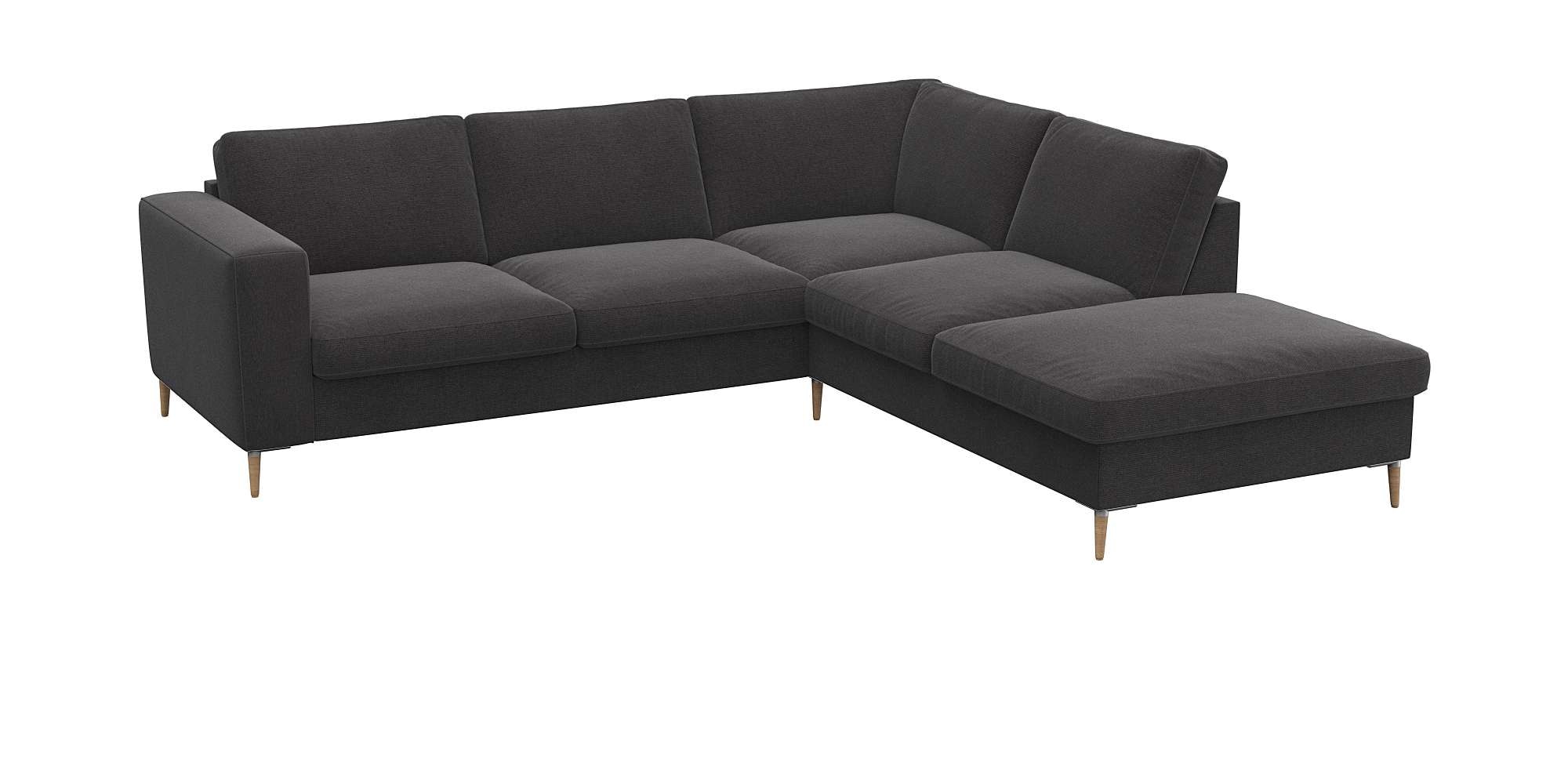 FLEXLUX Ecksofa "Fiore, L-Form", breite Armlehnen, Füße Alu/Eiche, B/T 241/ günstig online kaufen