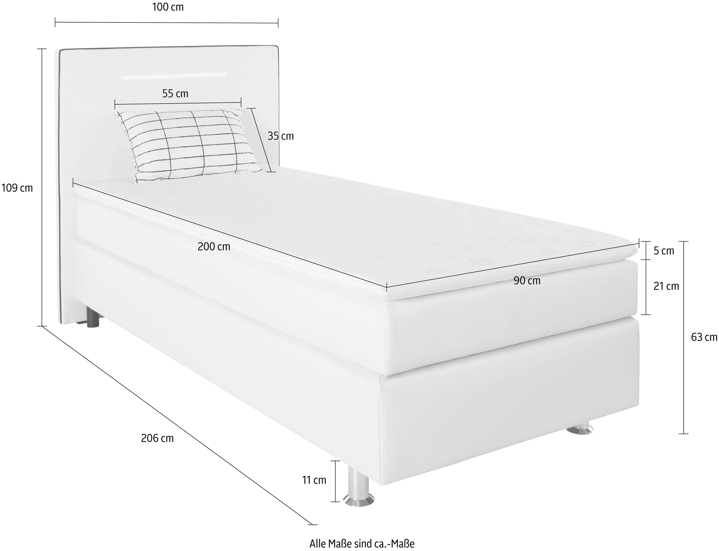 COLLECTION AB Boxspringbett, inkl. LED-Beleuchtung, Topper und Kissen