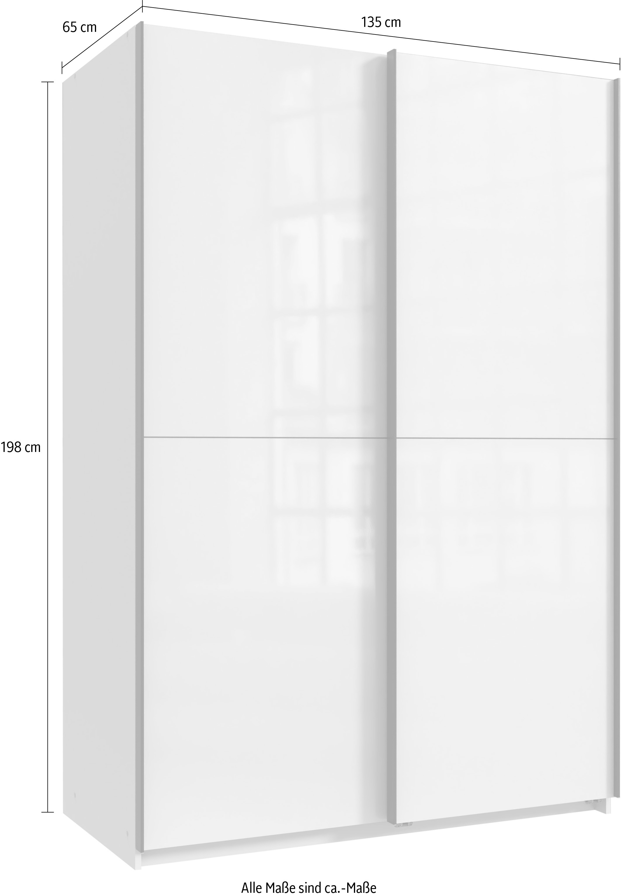 Wimex Kleiderschrank »Mugano, B/T/H 135 oder 180/65/198cm, Made in Germany«, (wähle Deine Ausstattung: Basic oder Premium!), 2 Schwebetüren mit oder ohne Spiegel, Metallgriffe