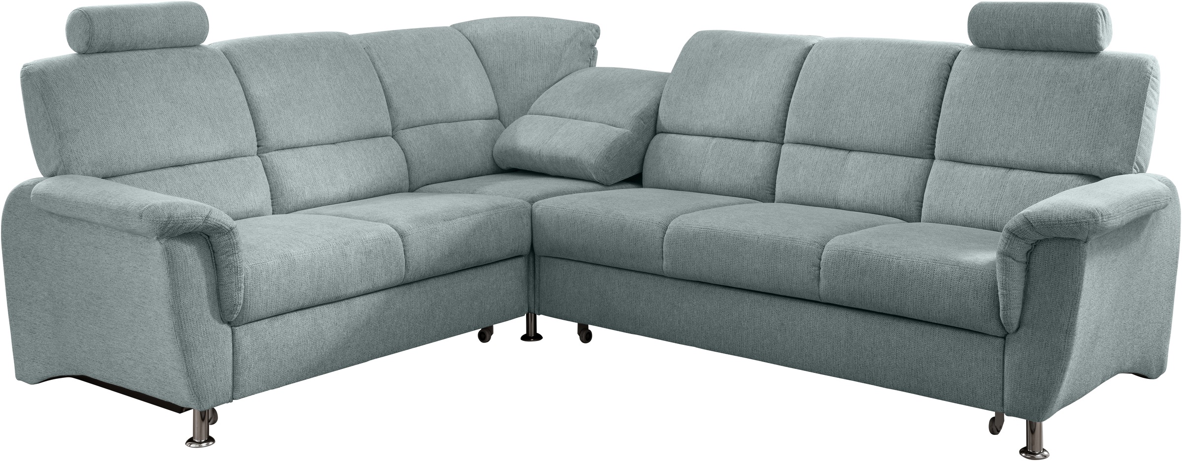 Home affaire Ecksofa »Pisa L-Form, mit Schlaffunktion, Stauraum, 2x höhenverstellbare«, Kopfstützen und Relaxfunktion im Eckelement