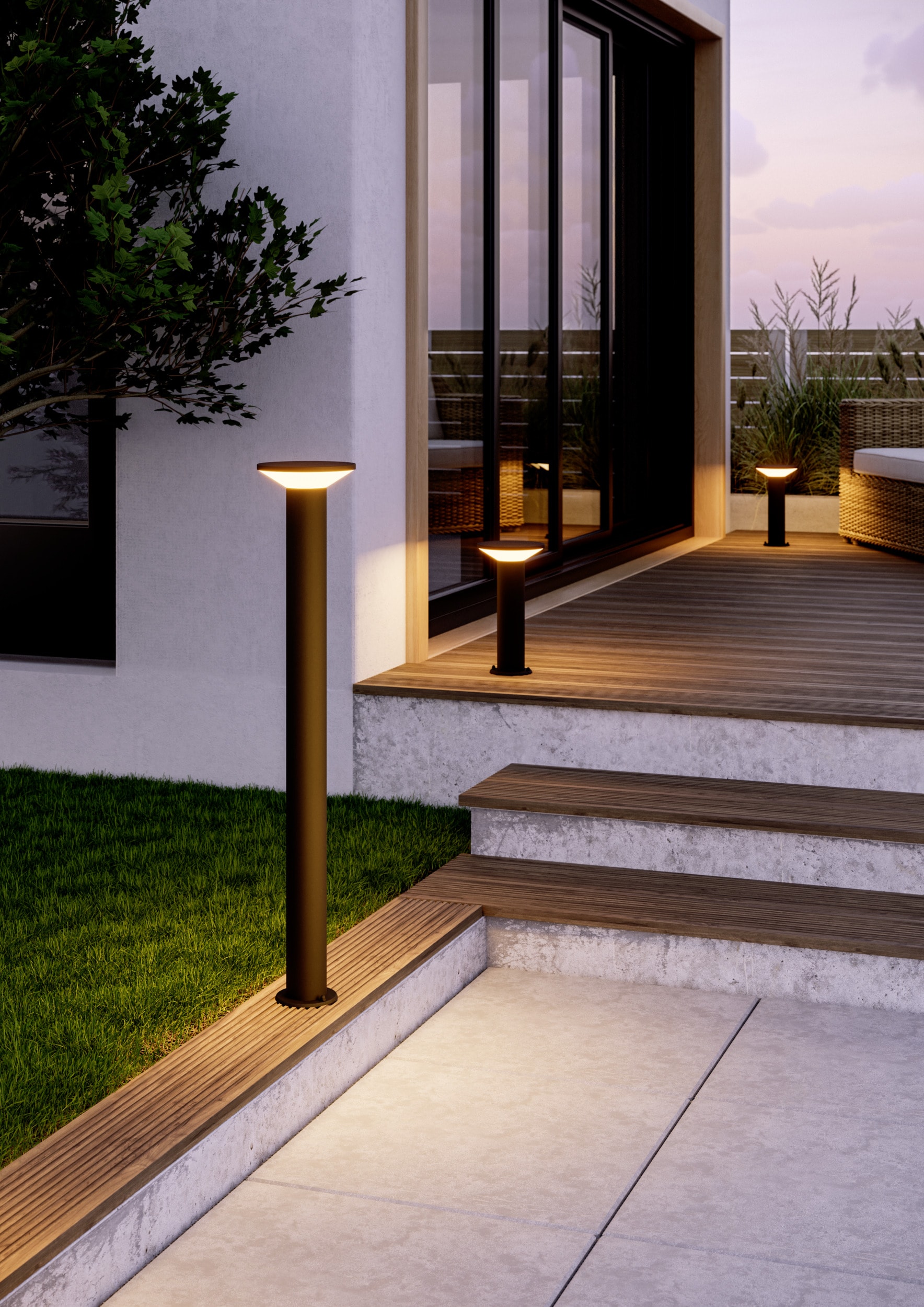 EGLO Stehlampe »RIGOSA Stehlampe - Stahl - schwarz - LED - 1X10W - IP44« LED-Modul 1 Stk. Warmweiß Wegeleuchte, Gartenbeleuchtung, Terrassenbeleuchtung, H100 x Ø18,5 cm