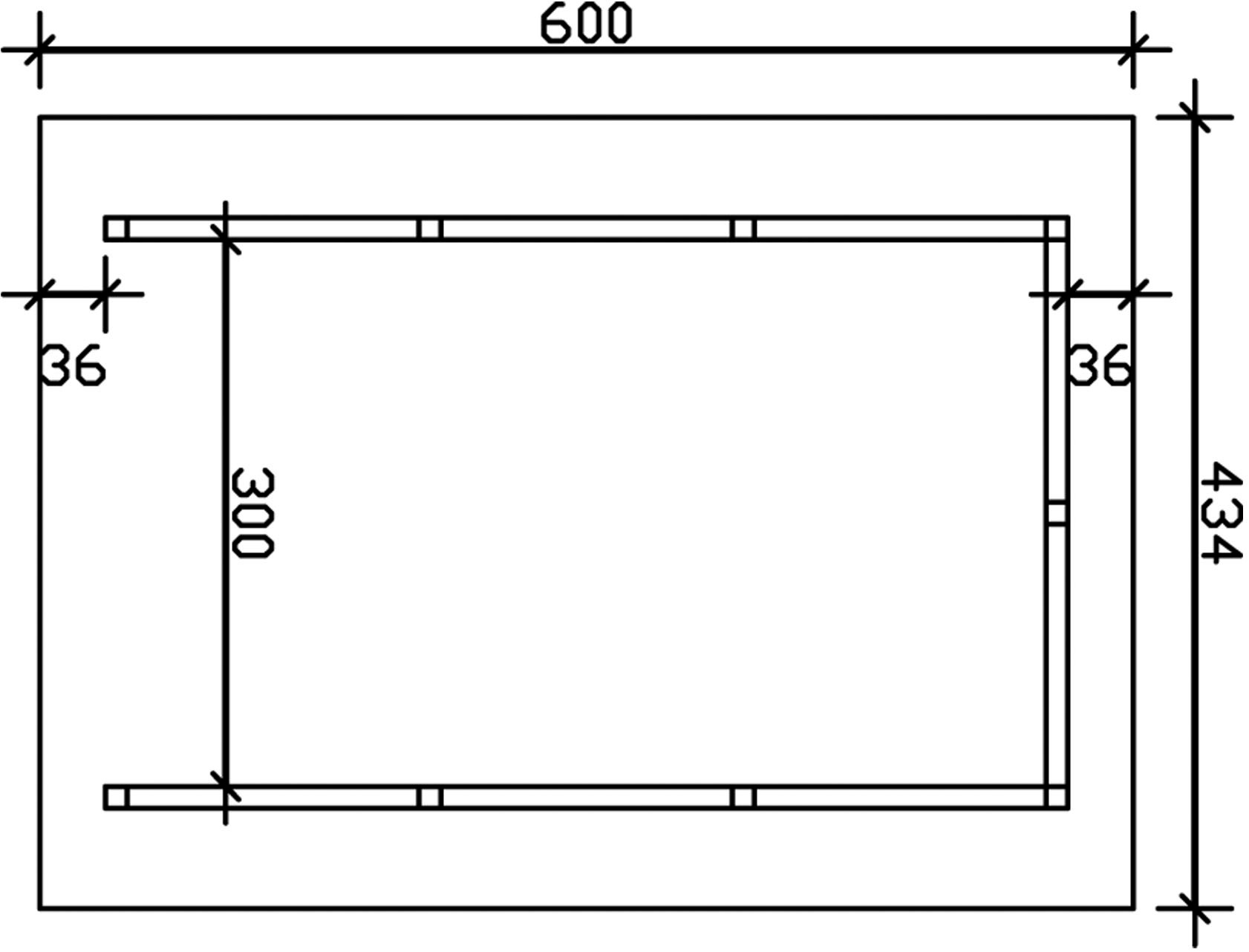 Skanholz Einzelcarport »Schwarzwald«, KVH-Fichte, 300 cm, Natur, mit Rückwand, mit Dachlattung