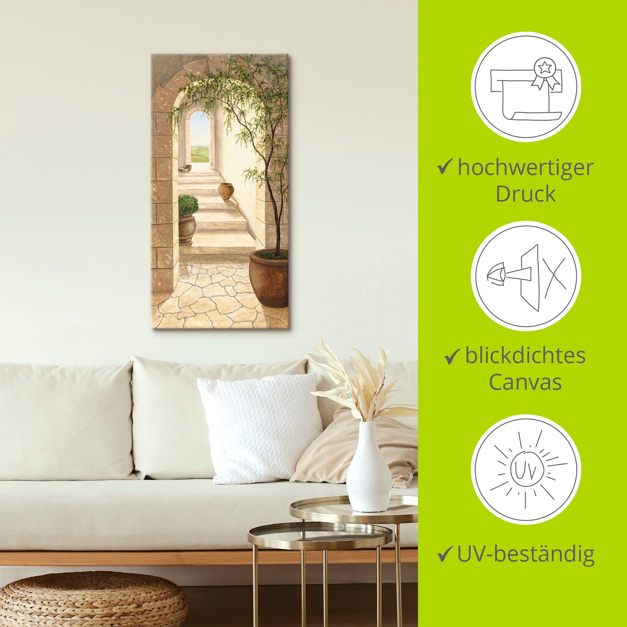 Artland Wandbild »Toskanischer Durchgang«, Fenster & Türen, (1 St.), als Alubild, Outdoorbild, Leinwandbild, Poster, Wandaufkleber