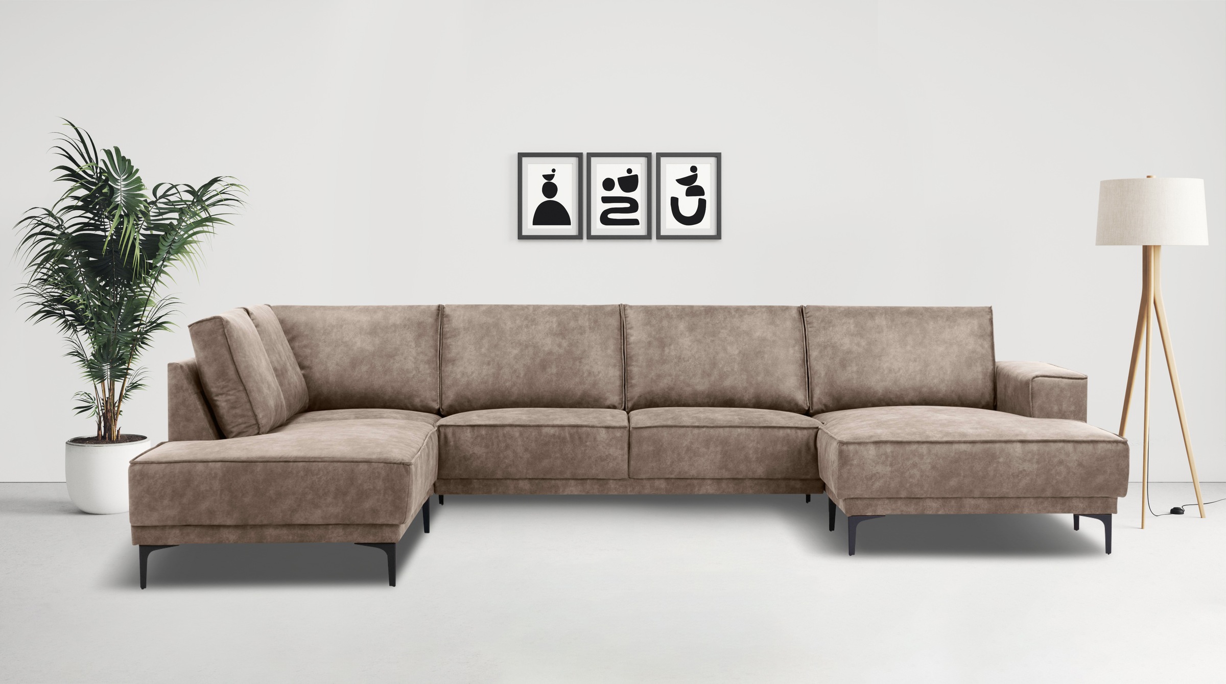 OTTO home Wohnlandschaft »XXL Sofa Oland, Struktur, Flachgewebe, Luxus-Micr günstig online kaufen