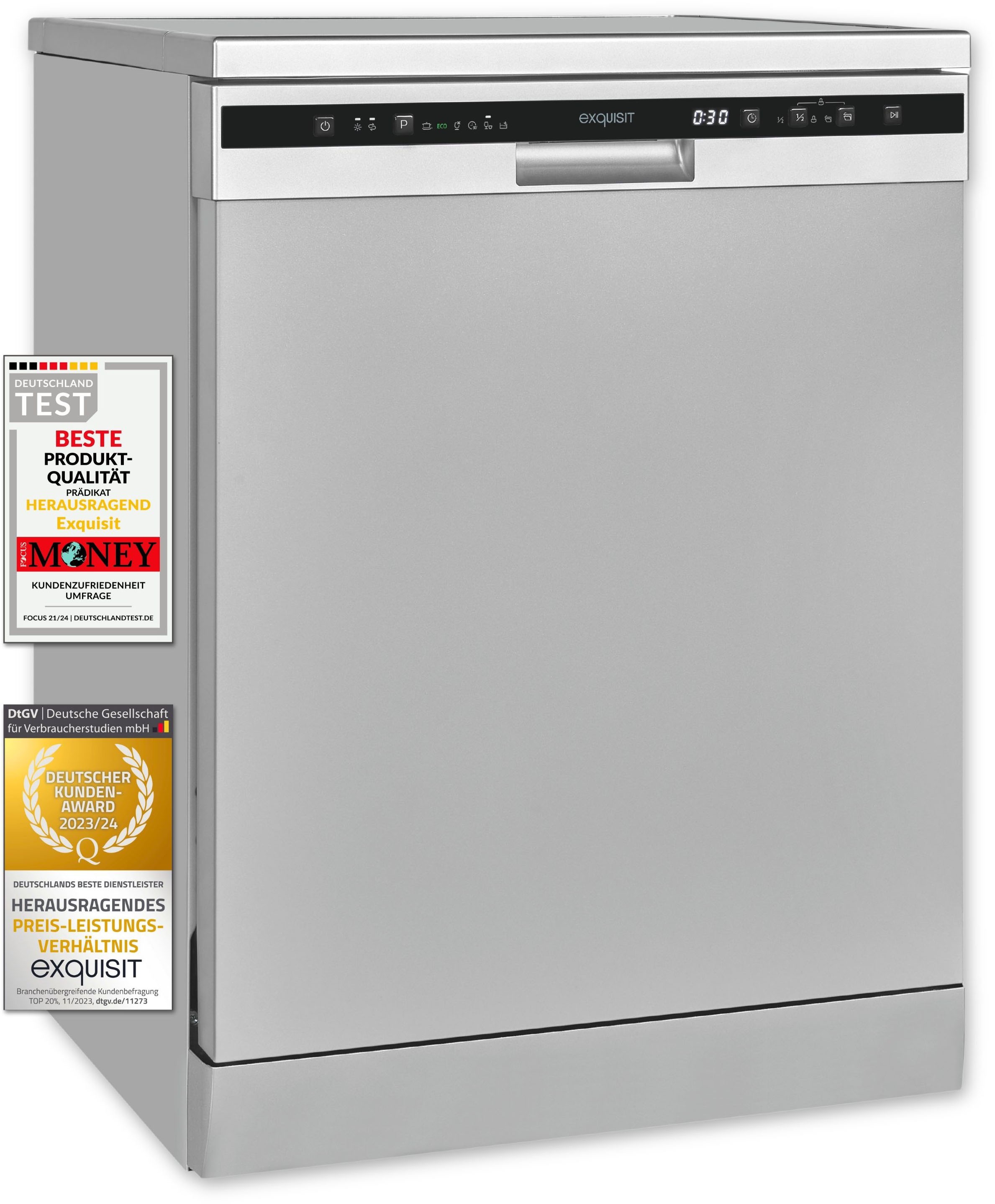 exquisit Standgeschirrspüler »GSP6312-030D silber«, 12 Maßgedecke