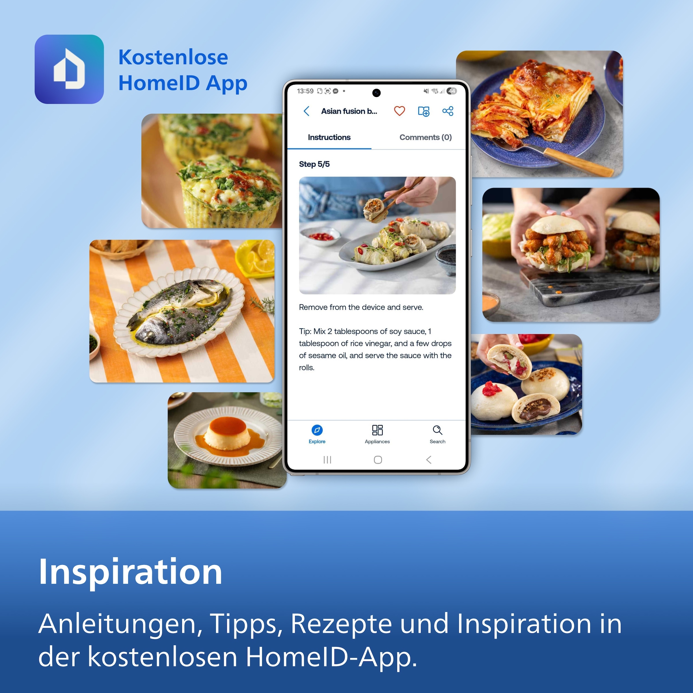 Philips Heißluftfritteuse »NA565/02 Steam Airfryer 5000 Series Megabasket, 9,5L Kapazität« 2750 W mit Dampfgarfunktion u. RapidAir Plus Technologie; inkl. Servierzange