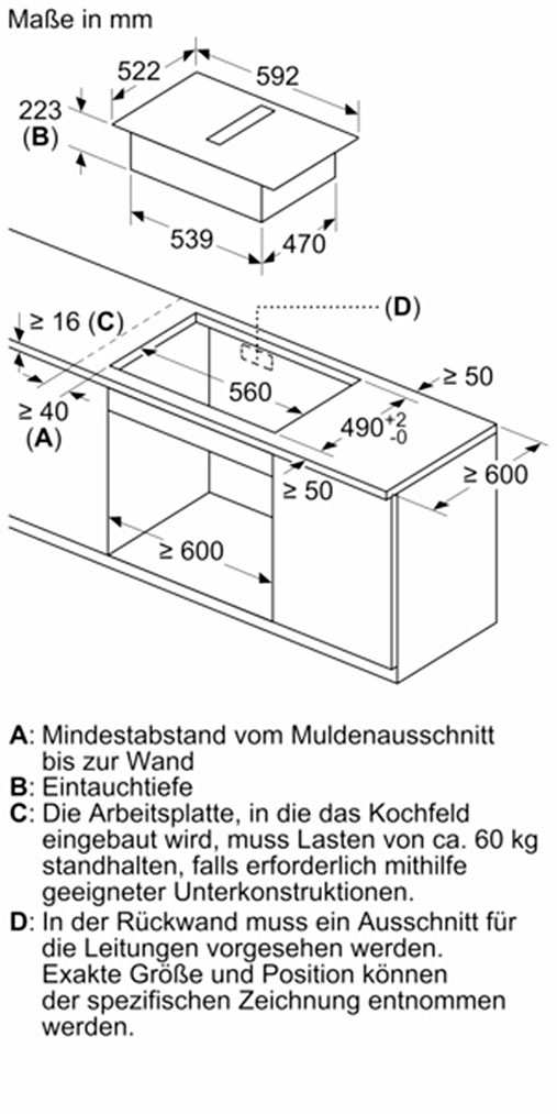 SIEMENS Kochfeld mit Dunstabzug »ED611BS16E«, mit Flachkanal